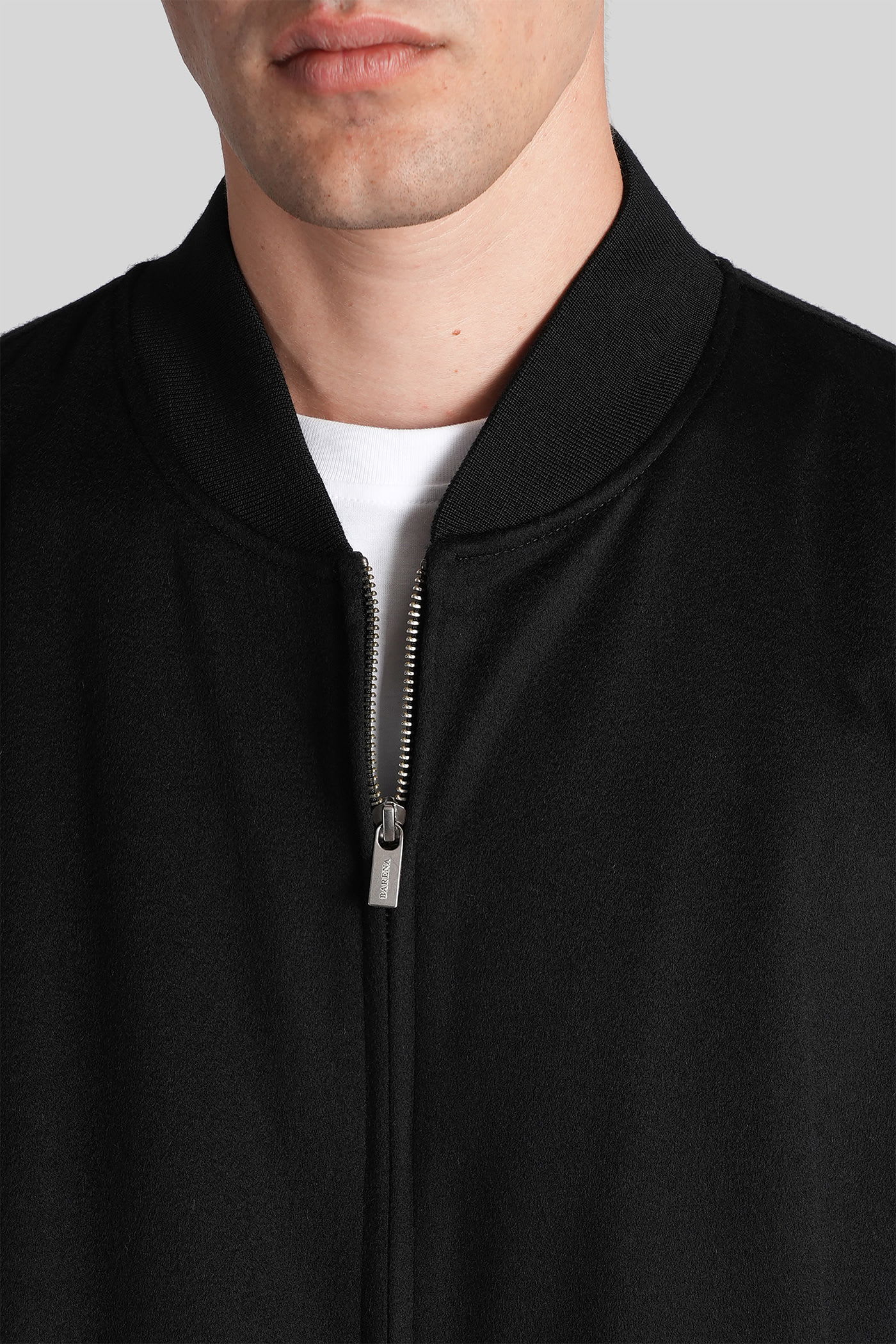 Barena Venezia Wool Zip-front Bomber Jacket In Black