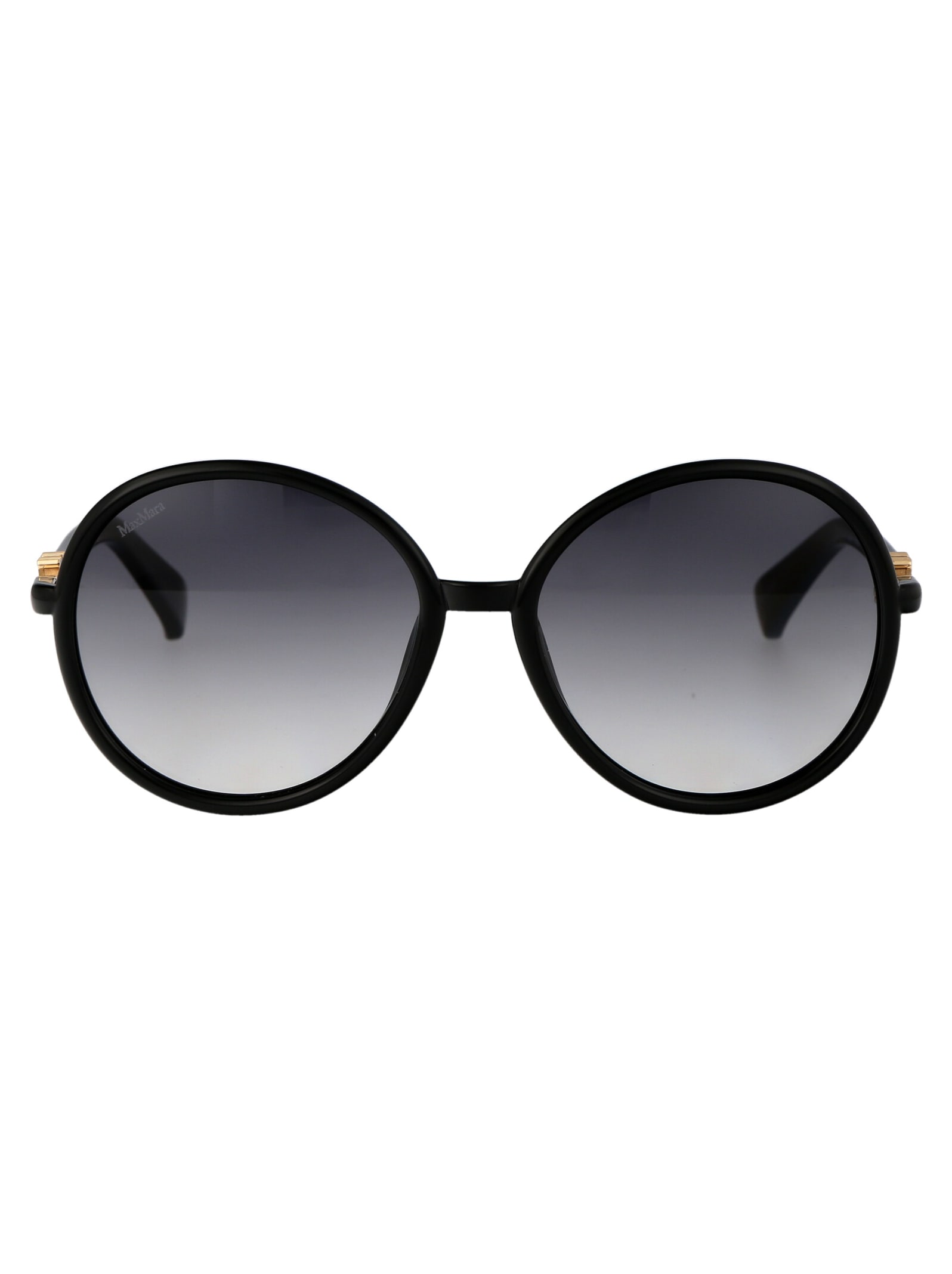 Shop Max Mara Emme15 Sunglasses In 01b Nero Lucido/fumo Grad