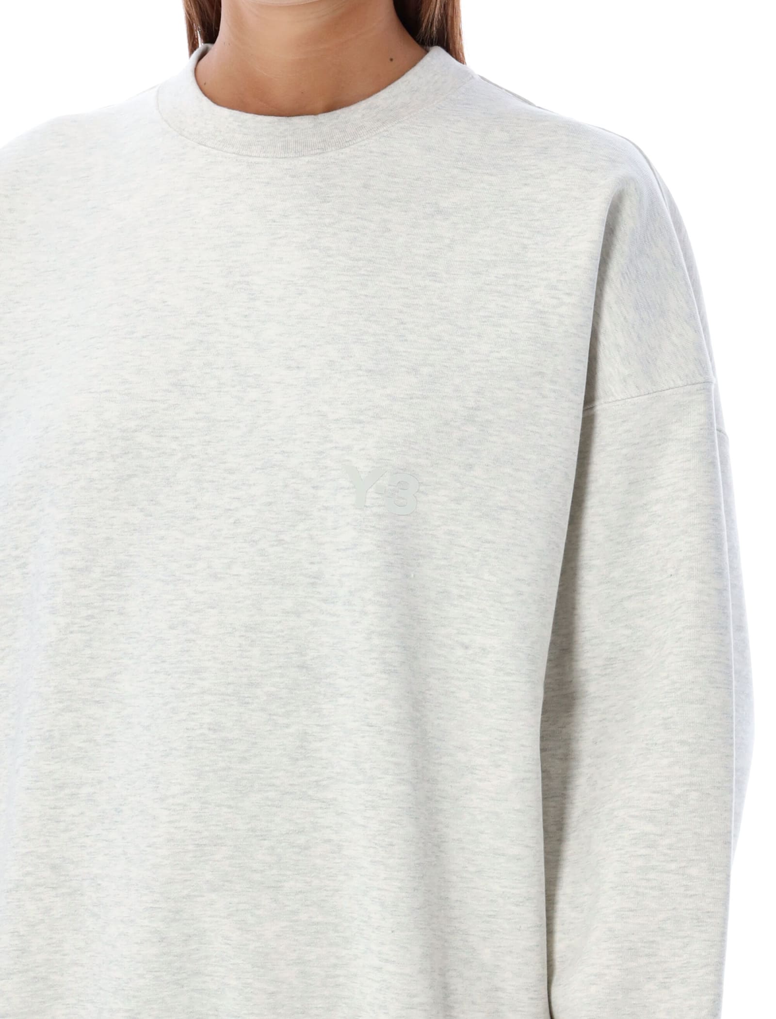 Y-3 Ribbed Oversized Crewneck Logo In Grey Mel