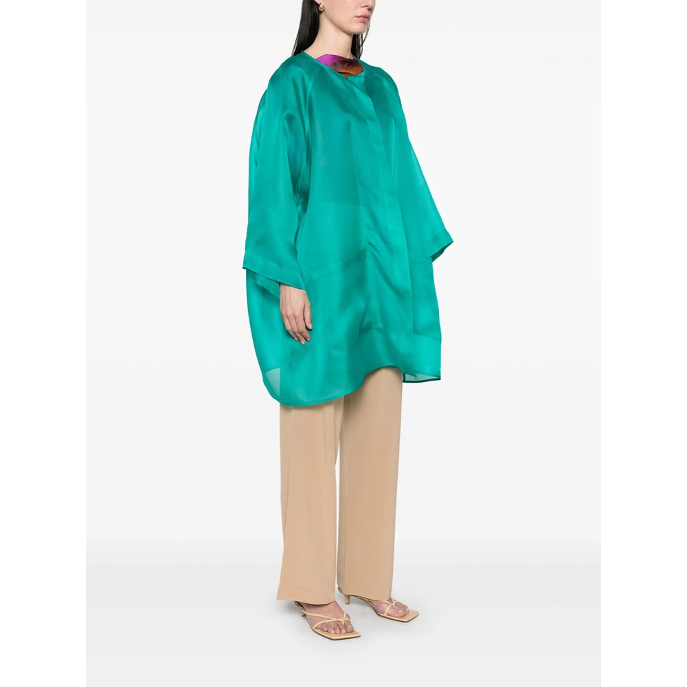 Gianluca Capannolo Silk Coat In Blue