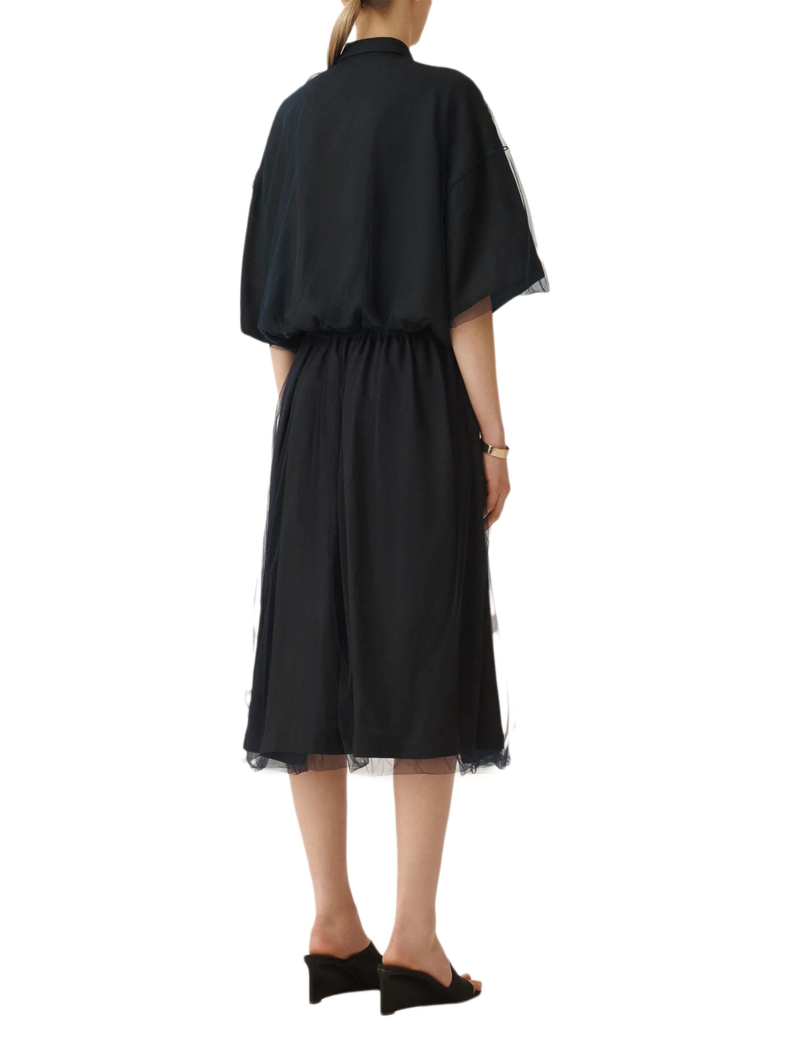 Shop Fabiana Filippi Midnight Blue Linen And Viscose Shirt In Blu Notte