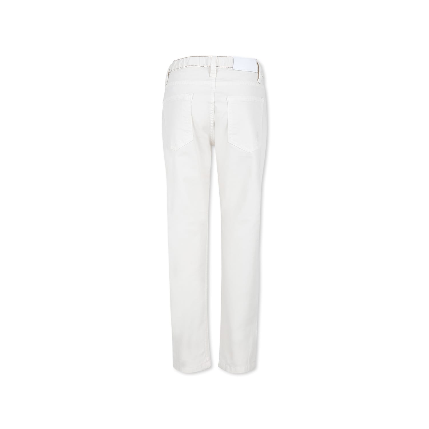 Msgm Ivory Trousers For Boy With Logo In Ivory