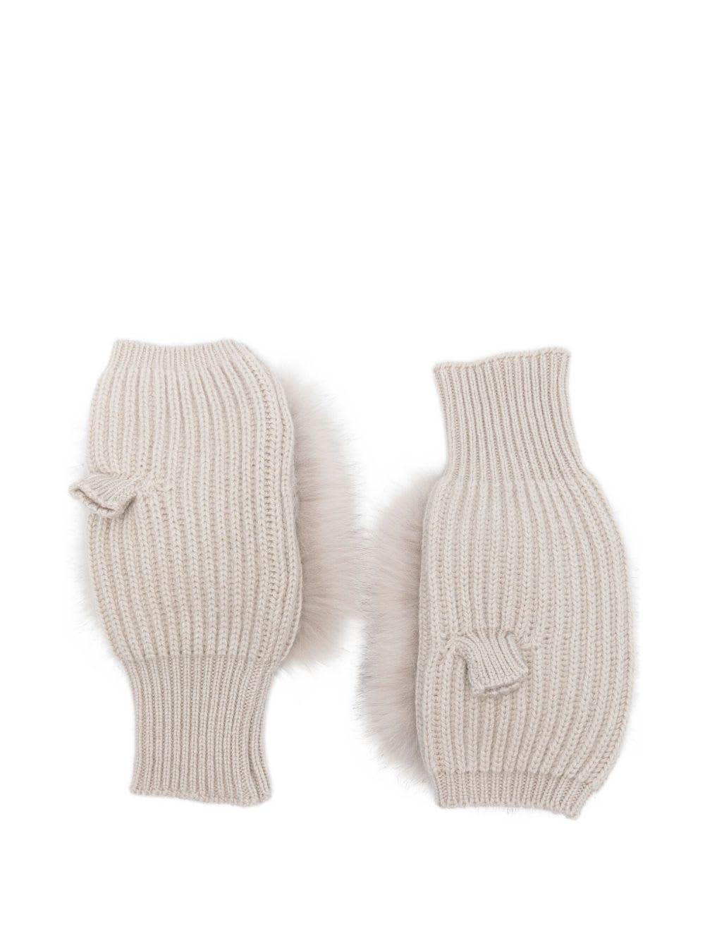 Alpo Natural Fingerless Gloves In White