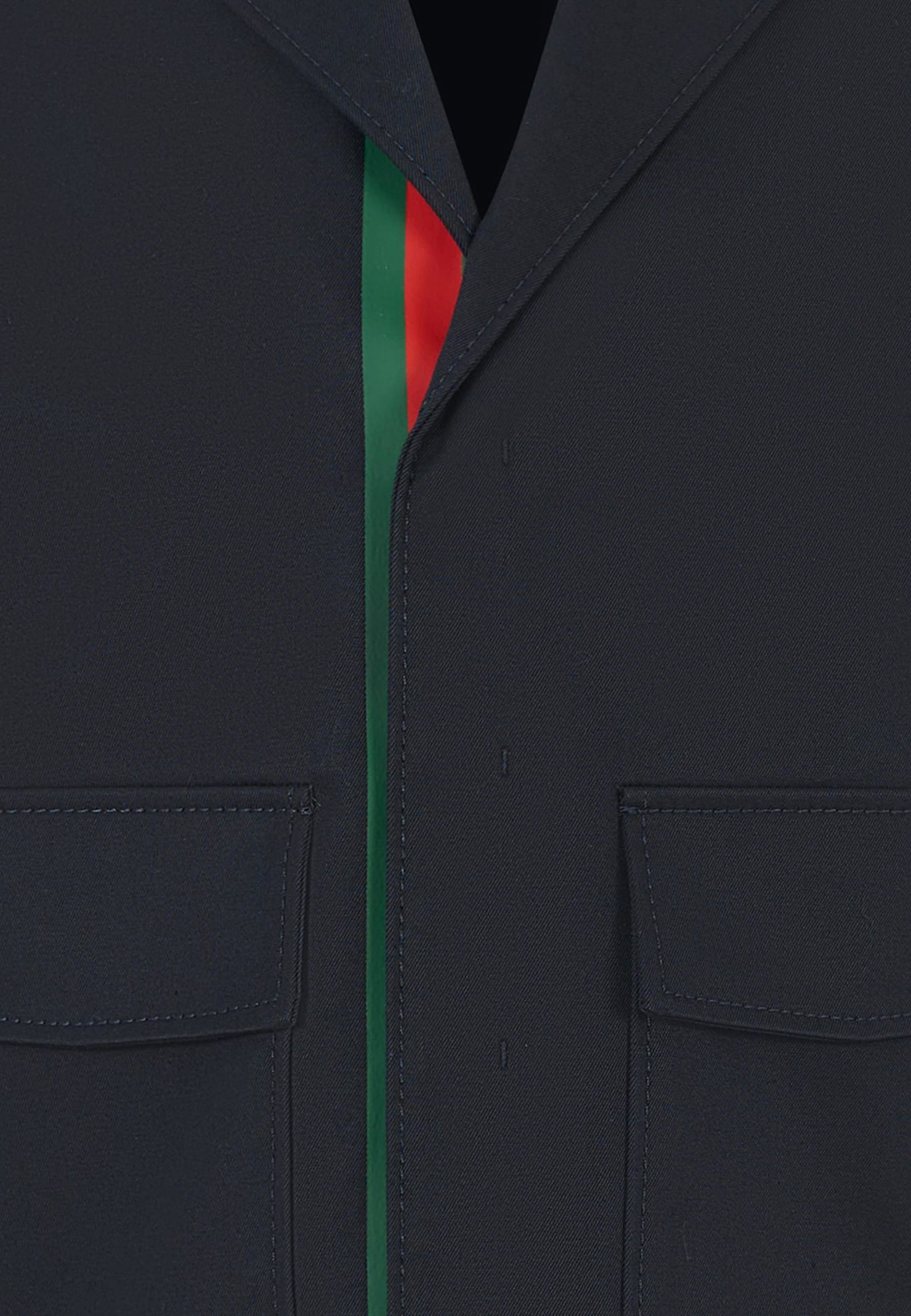 Gucci Cotton Jacket With Web In Blue