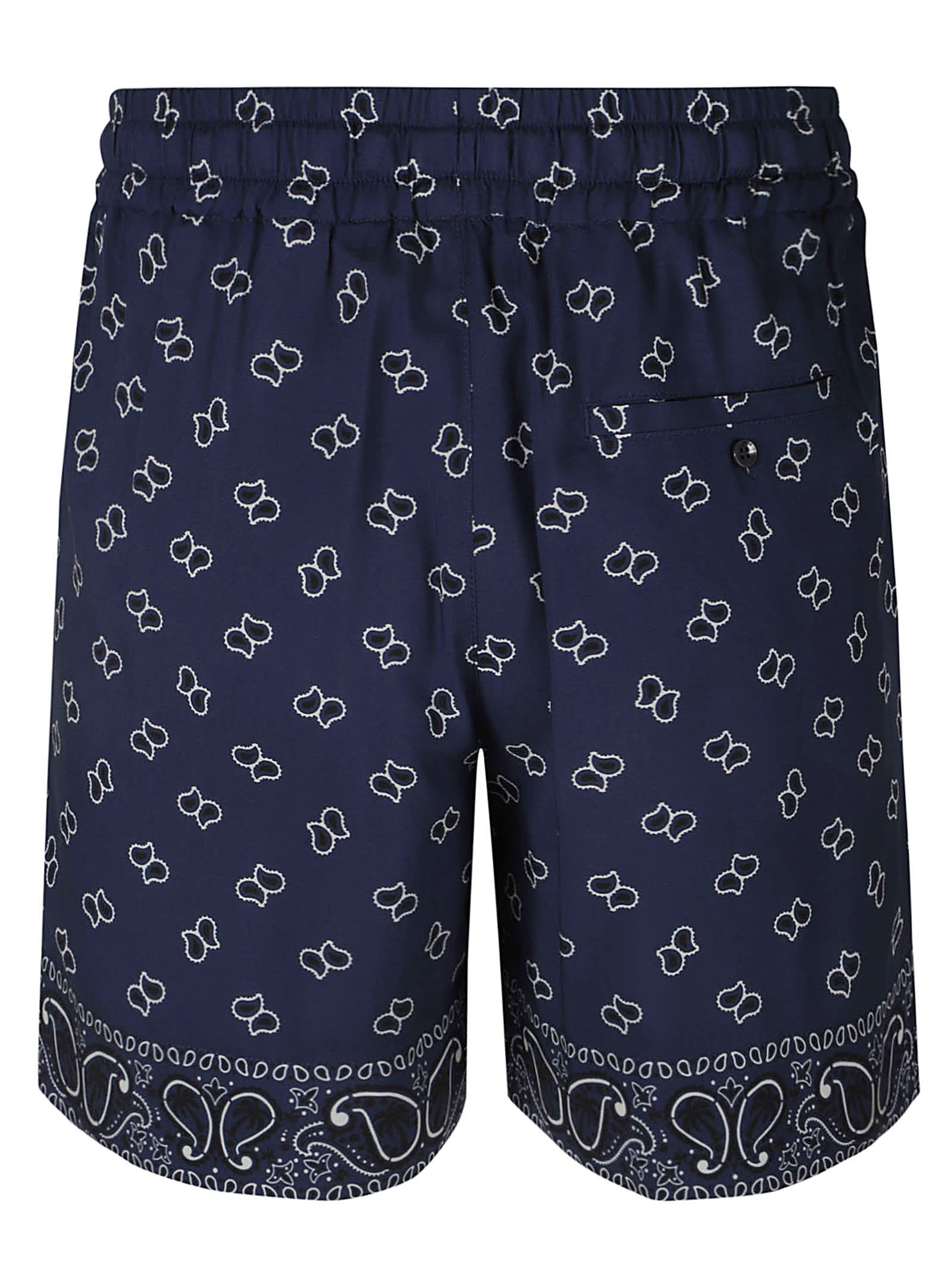 Shop Palm Angels Paisley Shorts In Navy Blue