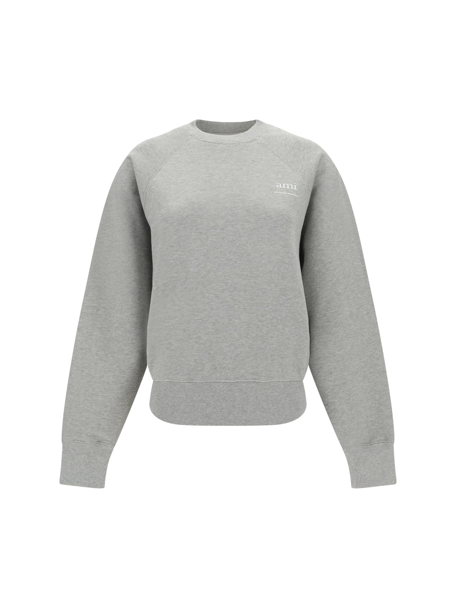 Shop Ami Alexandre Mattiussi Classic Logo Ribbed Sweatshirt In Gris Cendre