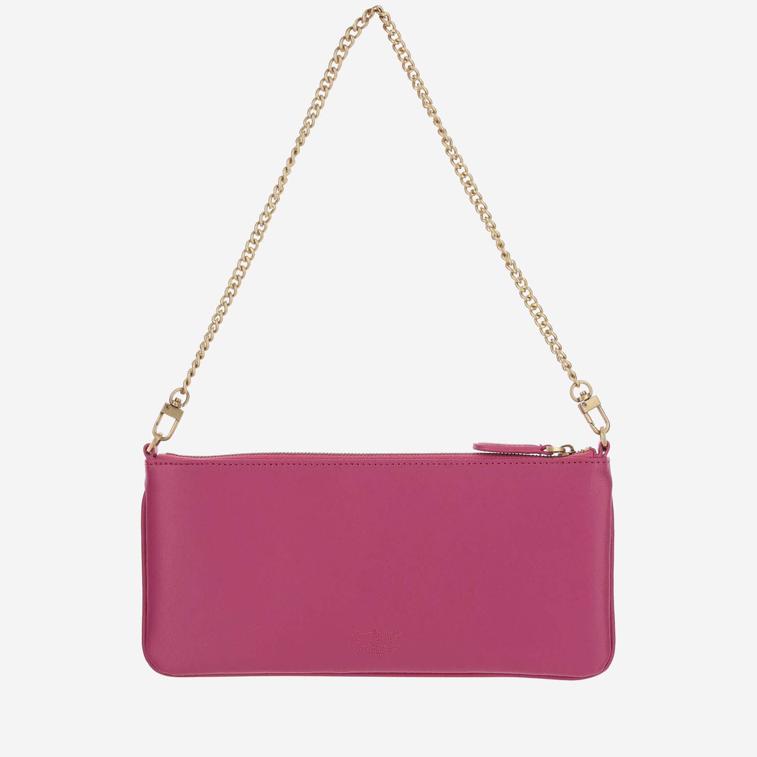 Shop Pinko Leather Clutch Bag With Logo In Pink