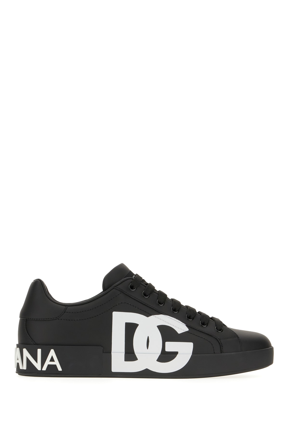 Shop Dolce & Gabbana Black Leather Portofino Sneakers In 8b956