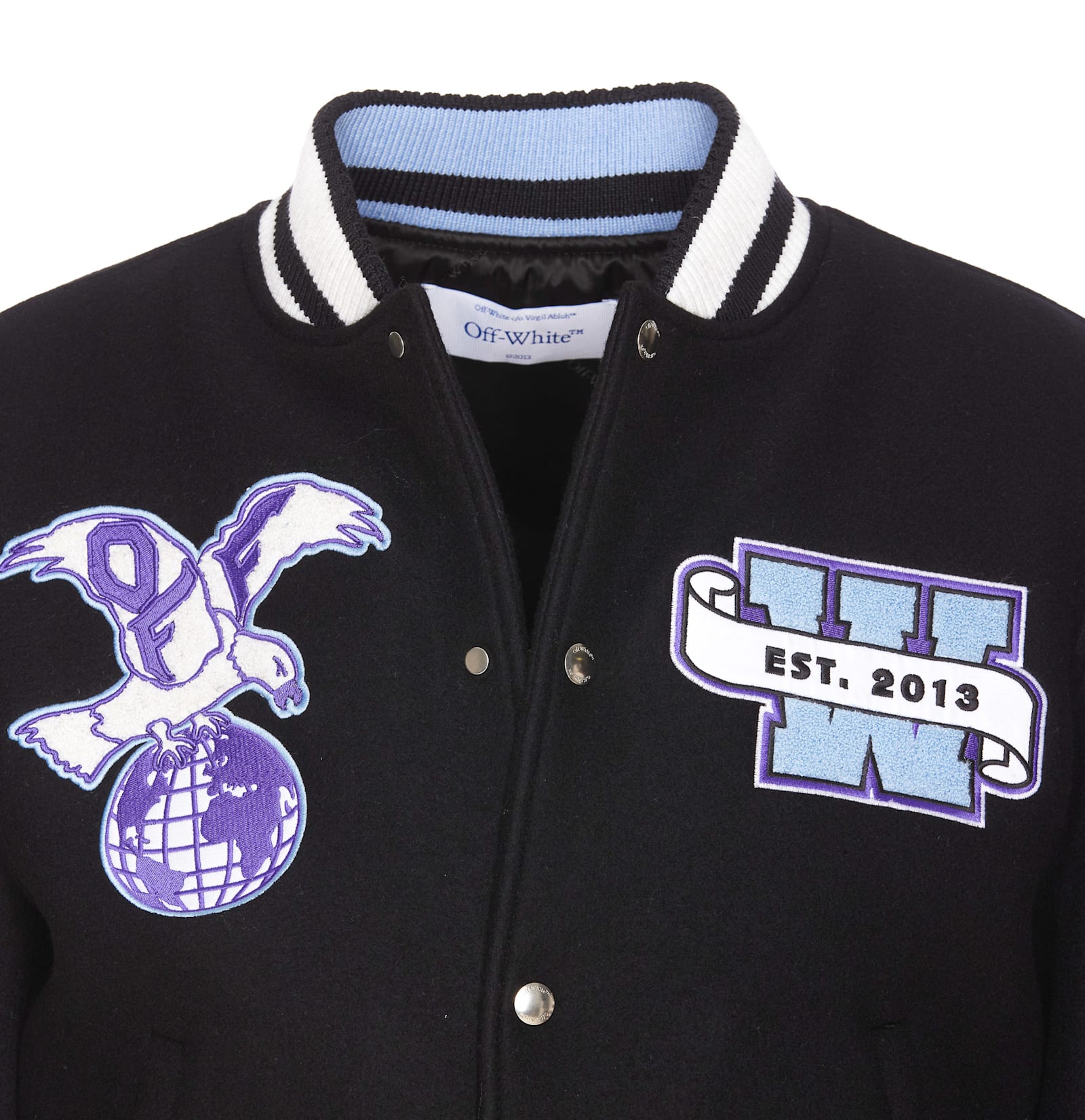 Off-white Off White Men Eagle Wool Varsity Jacket In Black