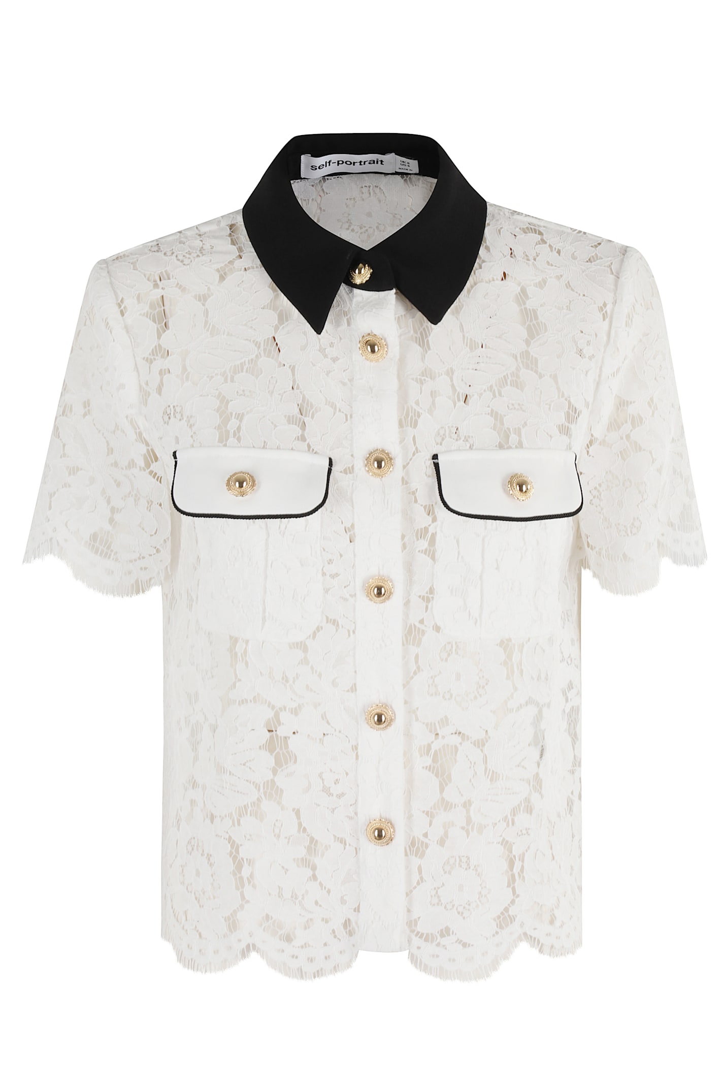 Lace Contrast Collar Top