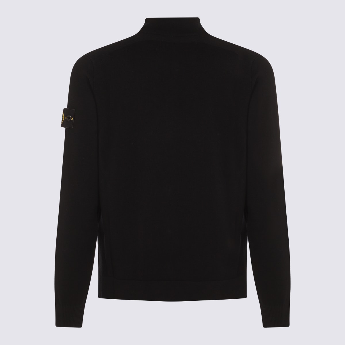 Stone Island Sweater Wool Blend Standing Collar In Black