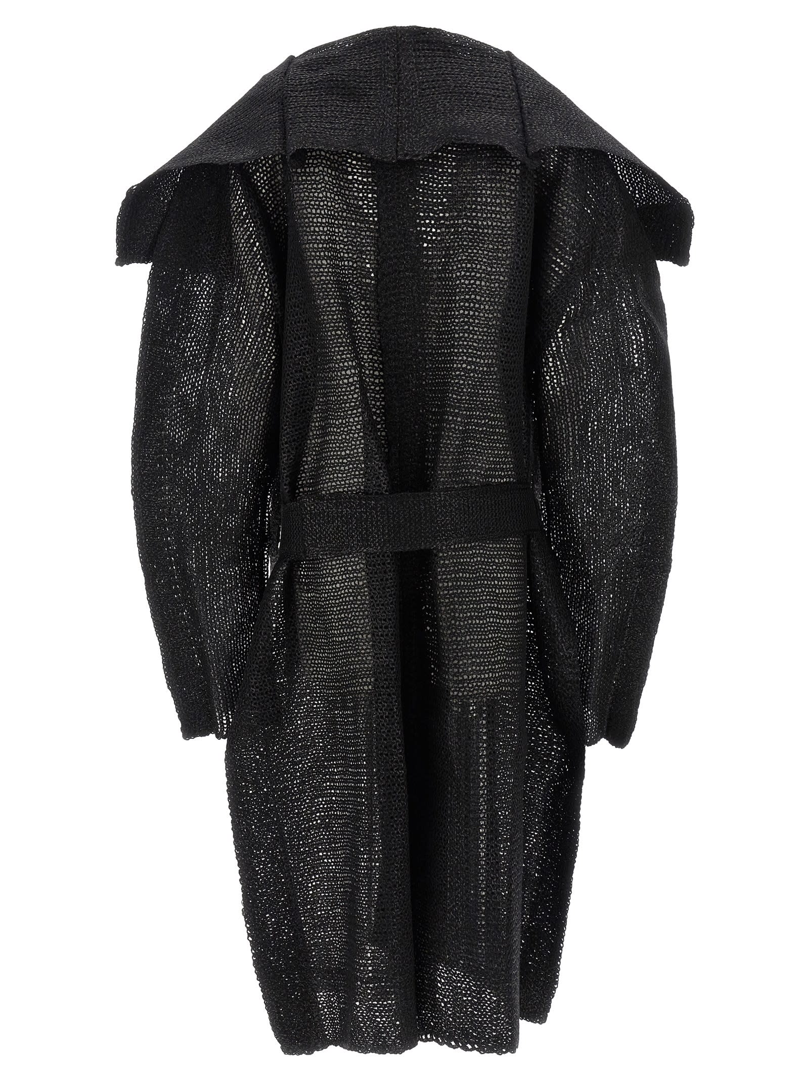 Issey Miyake Panini Trench Coat In Black