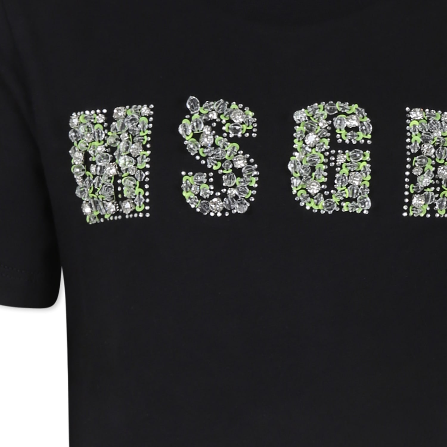 Shop Msgm Black T-shirt For Girl With Logo