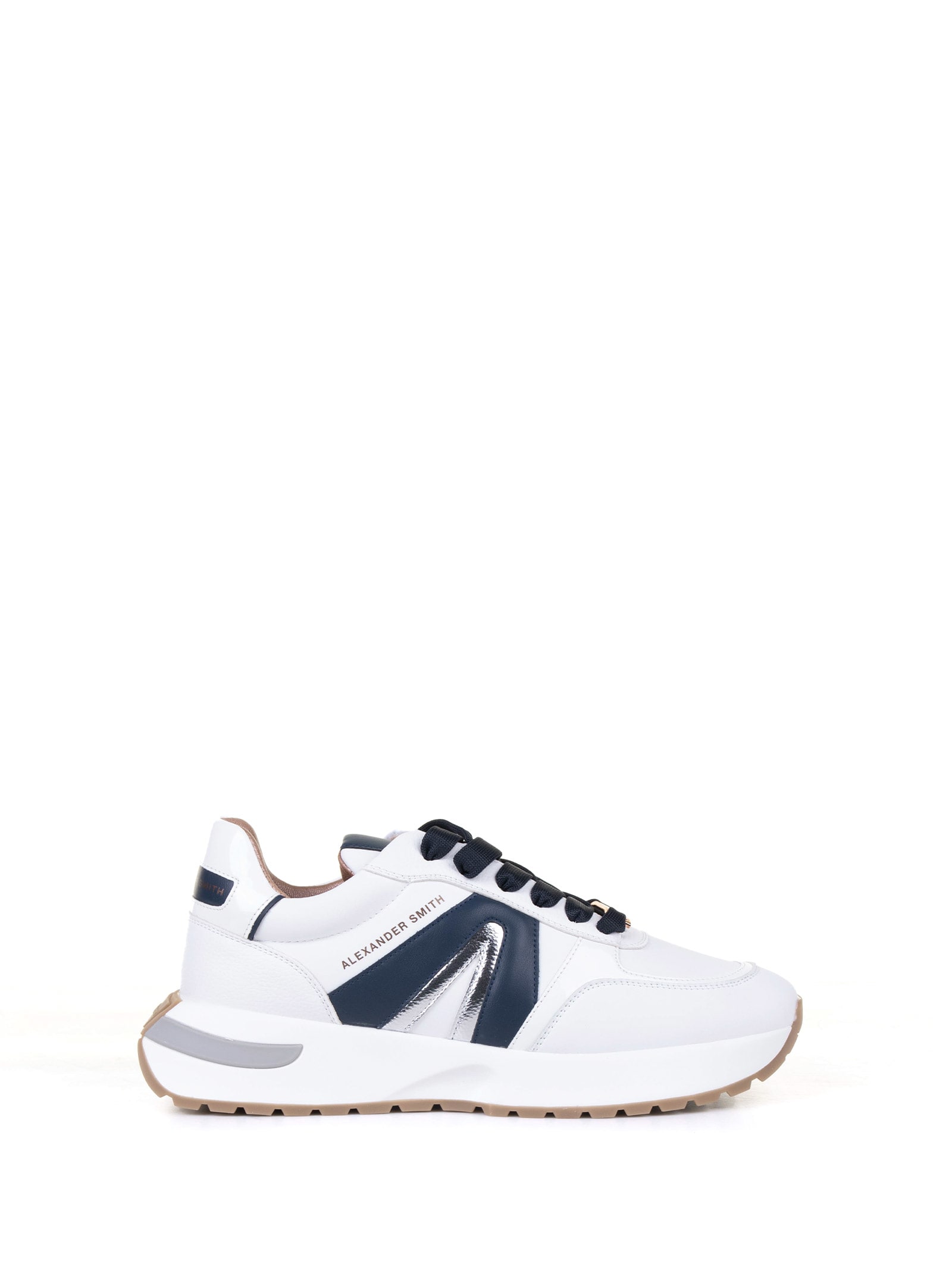 White Blue Womens Hyde Sneaker In Leather