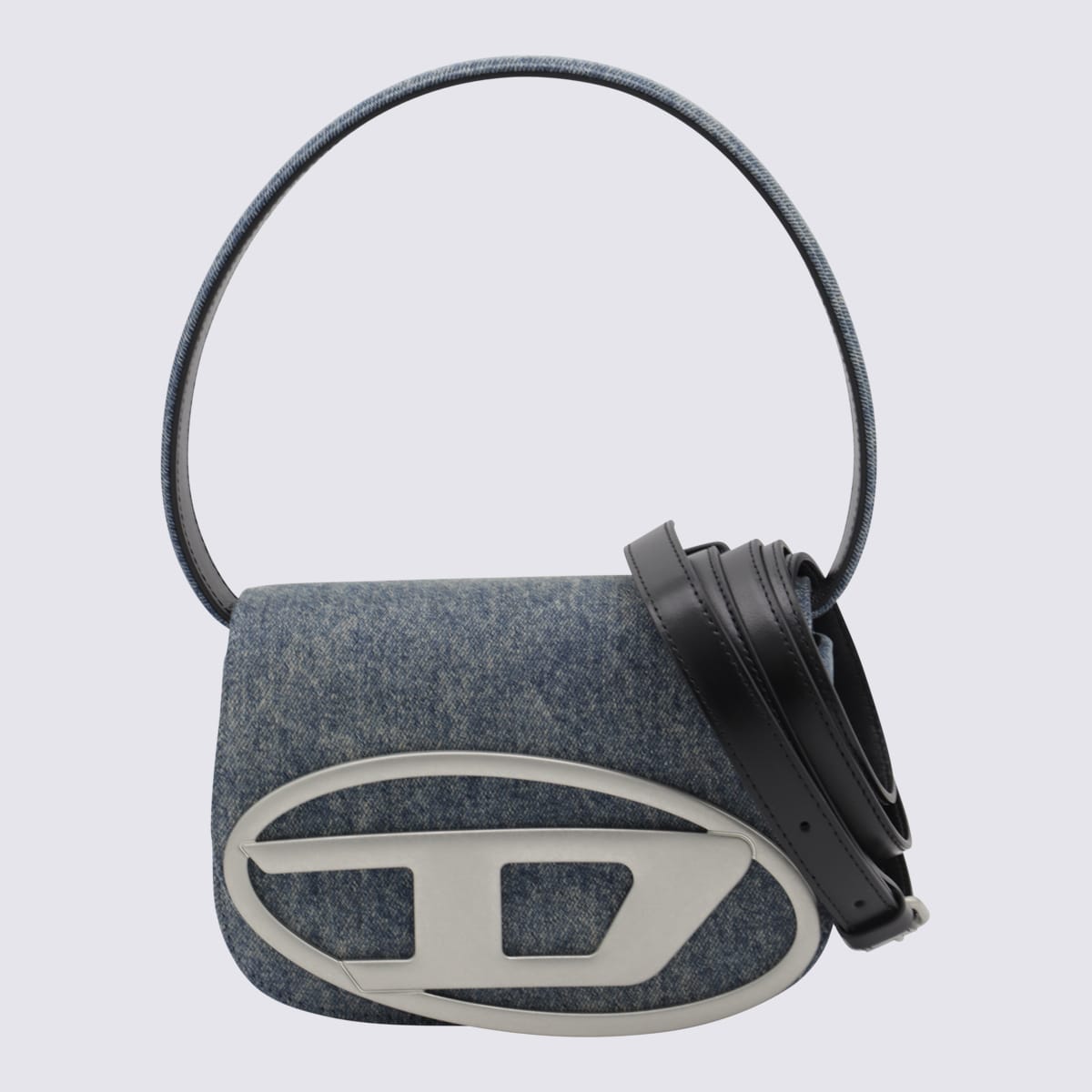 Diesel Denim Leather 1dr Shoulder Bag In Blue