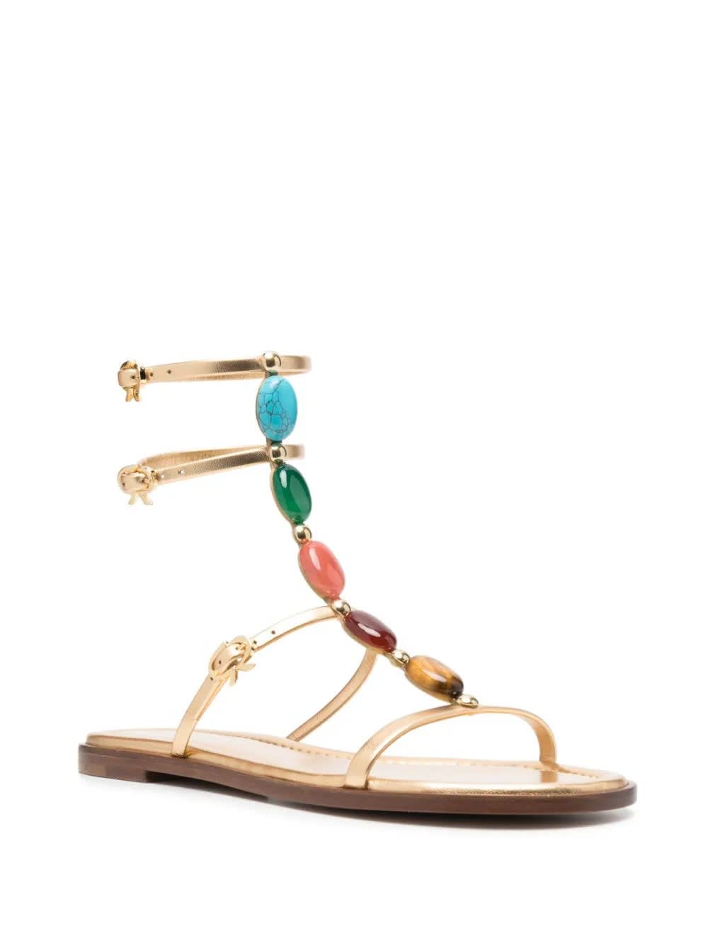 Shop Gianvito Rossi Shanti 05 Sandals In Gold Metallic Leather