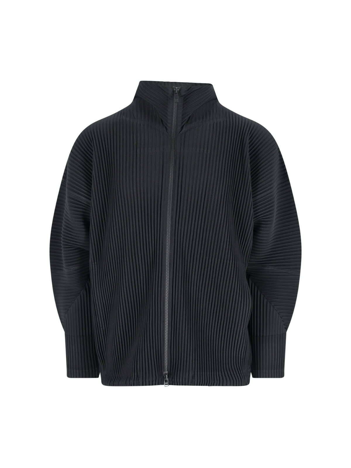 Issey Miyake Pleated Zip-front Shirt Jacket In Black