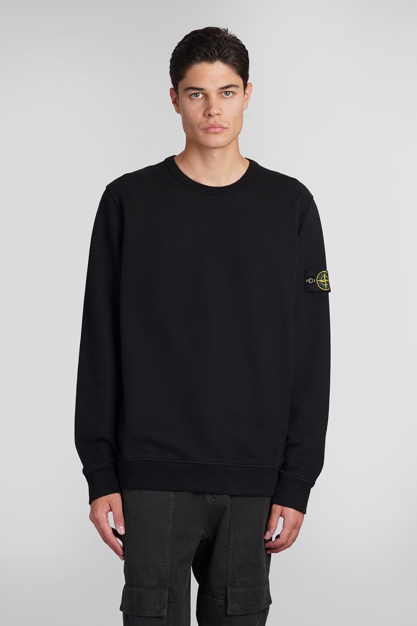 Shop Stone Island Sweatshirt In Black Cotton