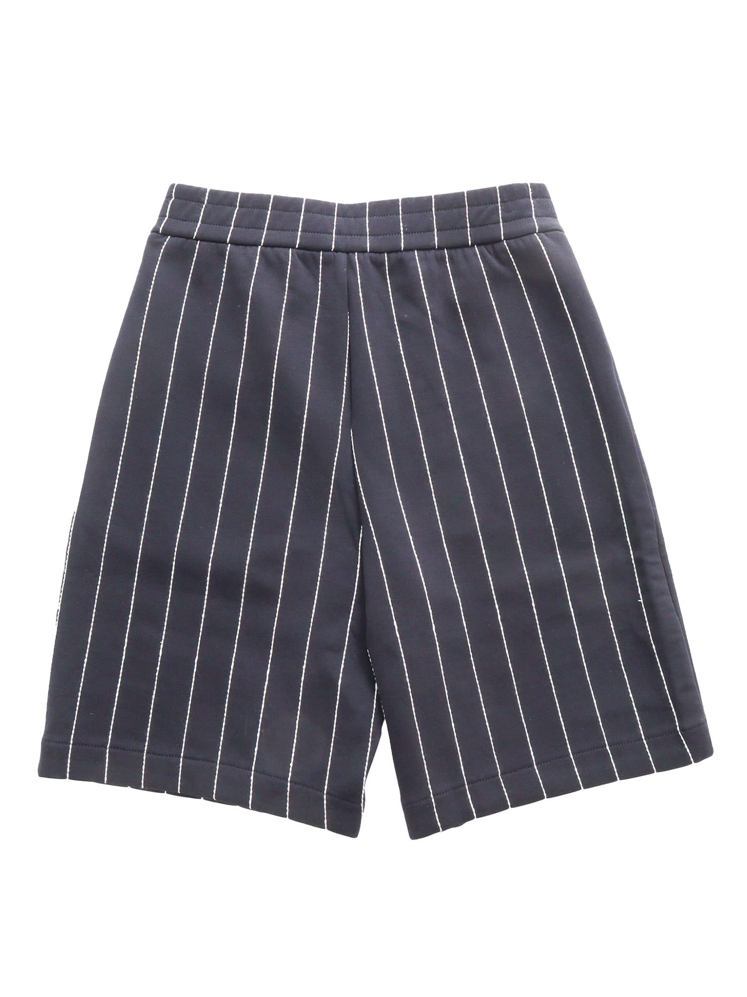 Emporio Armani Boys Navy Blue Pin Stripe Cotton Shorts In Blue
