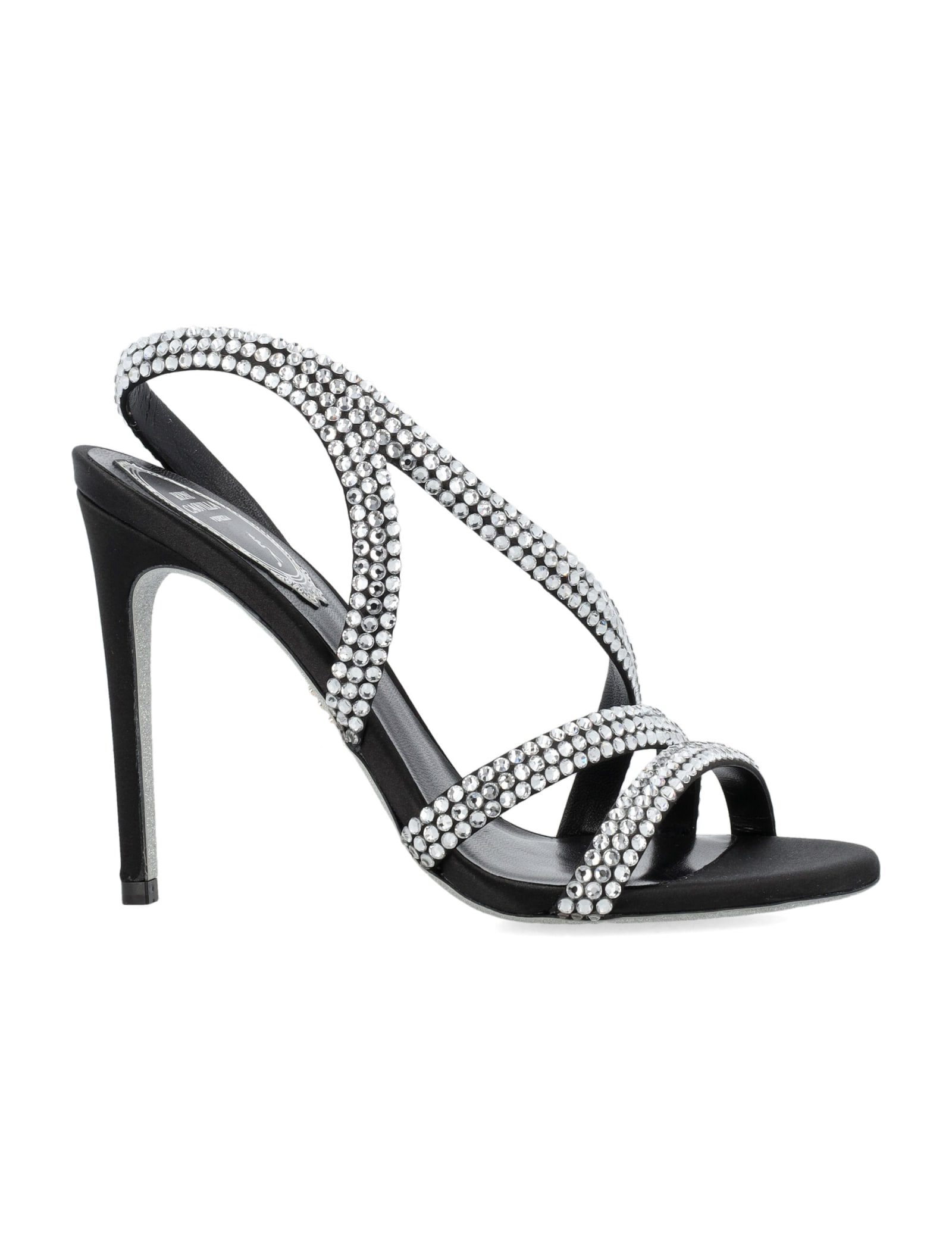 Shop René Caovilla Crystal Sandal In Black Crystal