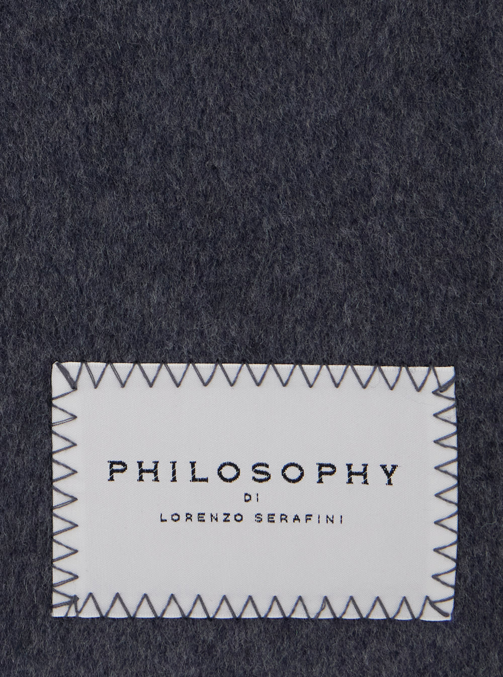 Shop Philosophy Di Lorenzo Serafini Grey Scarf With Logo Patch In Double Wool Woman