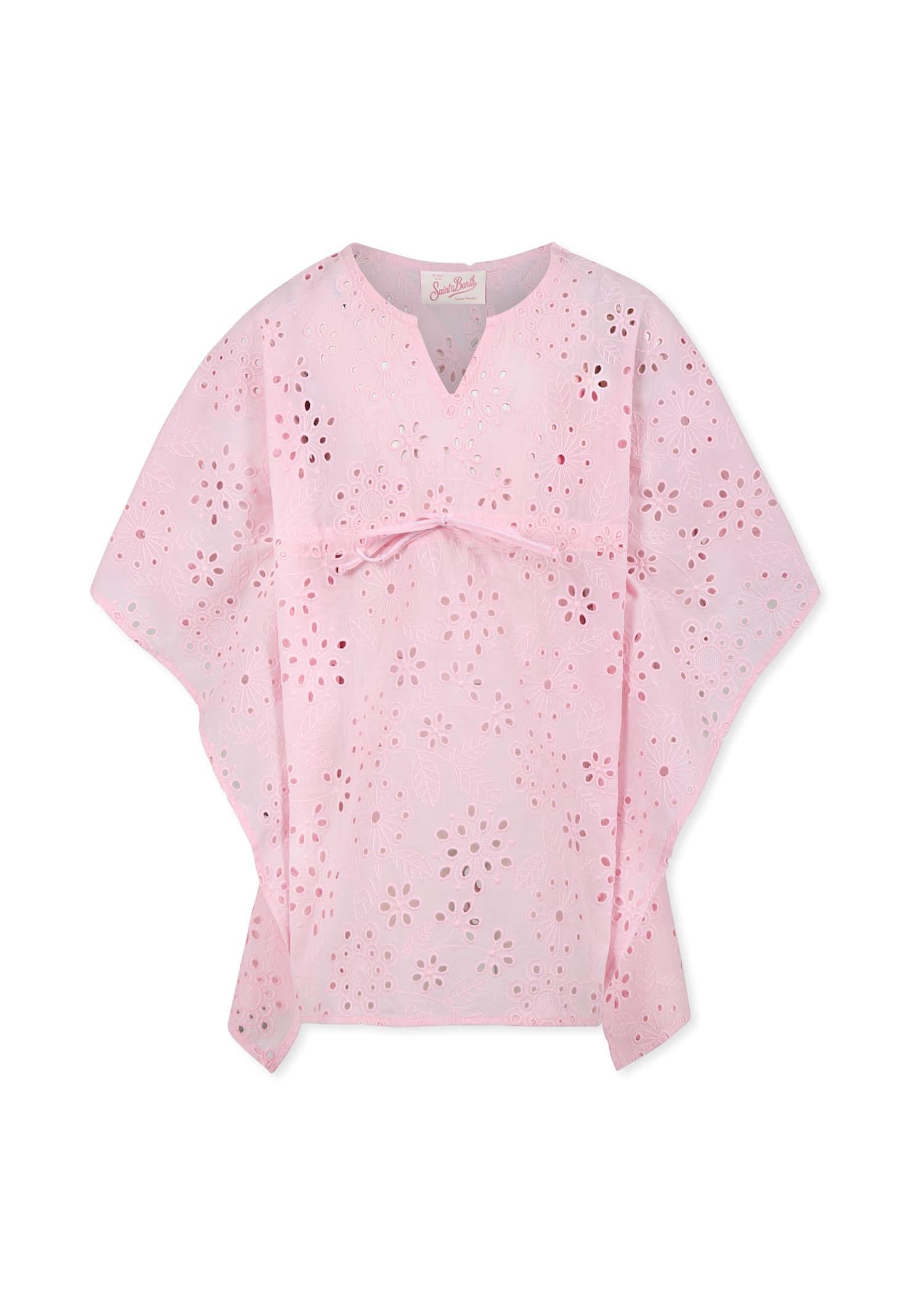 Mc2 Saint Barth Pink Dress For Girl With Flowers In Pink