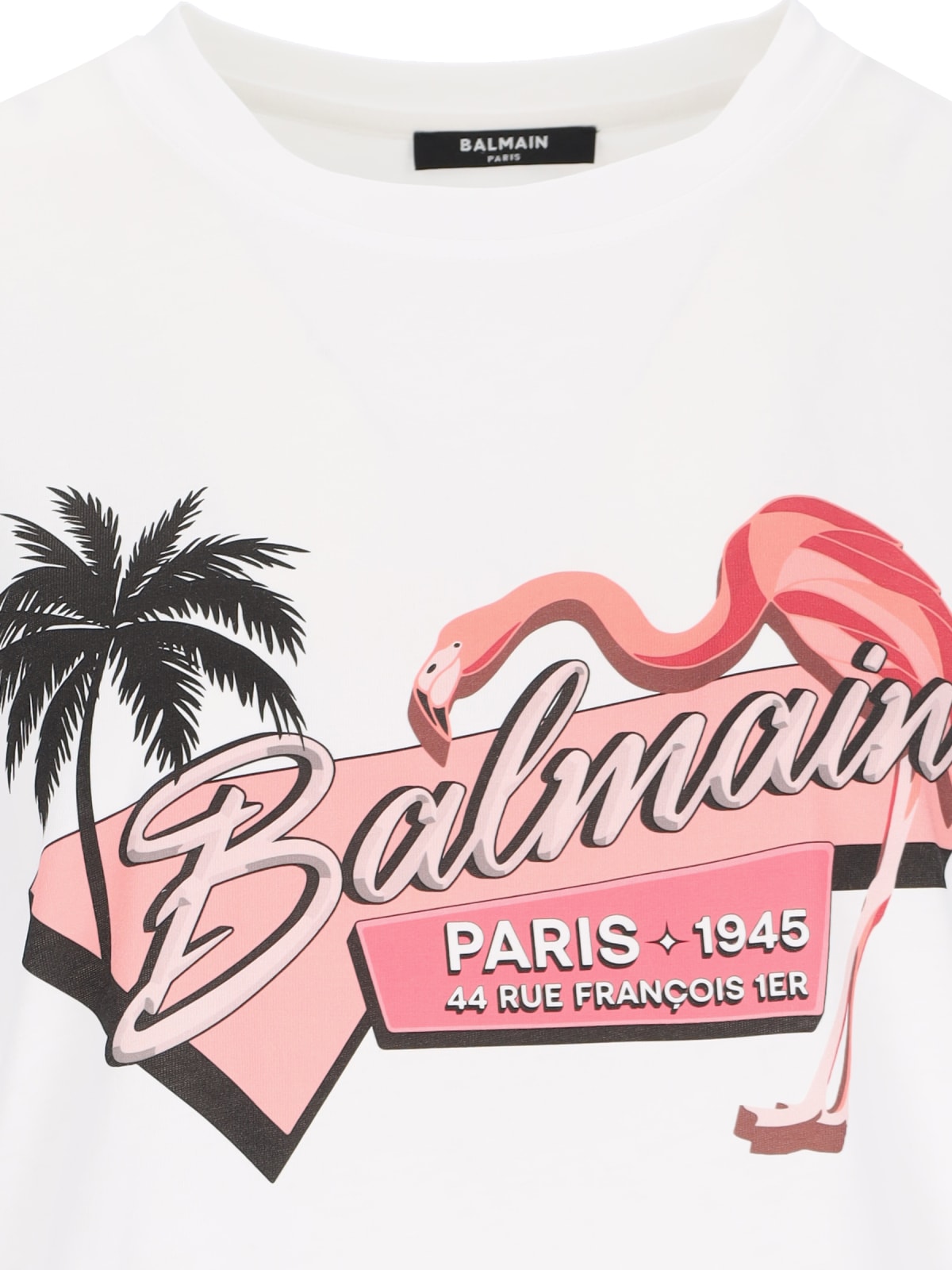 Shop Balmain Fenicottero Rosa T-shirt In White