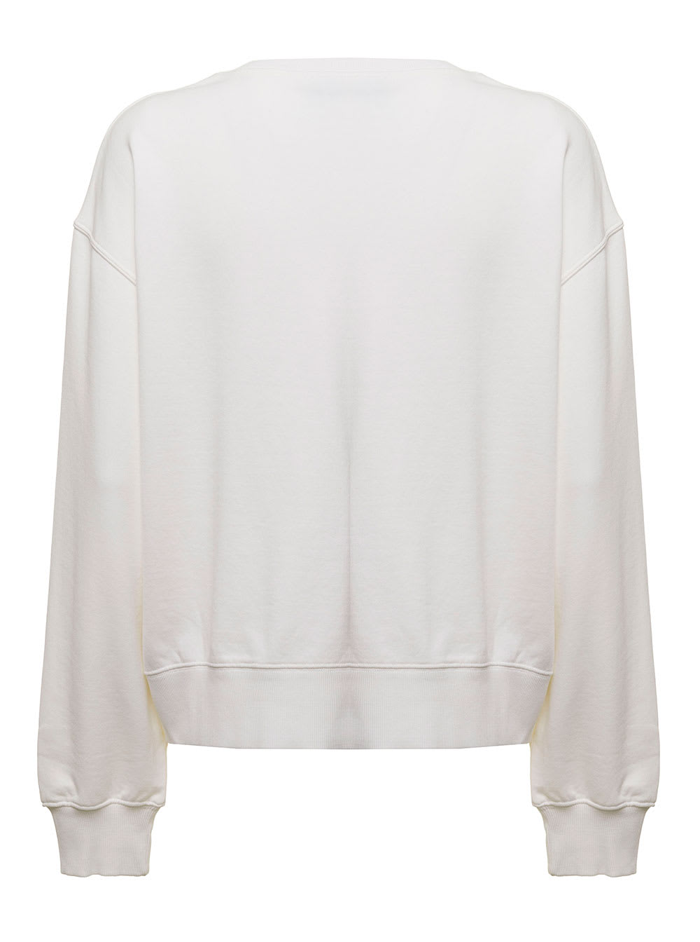 Pinko Womand White Cotton Sweatshirt With Tone-on-tone Logo