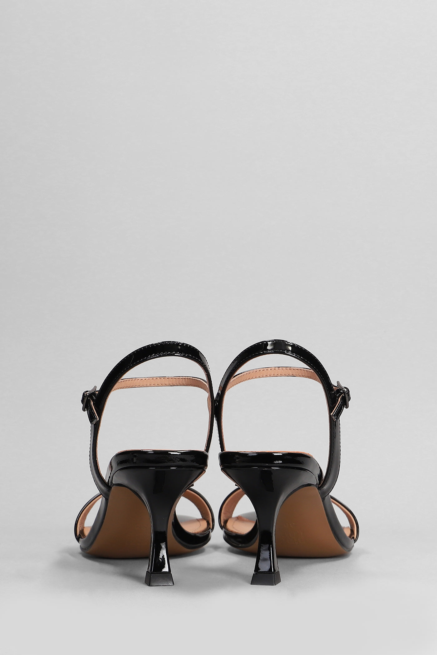 Shop Bibi Lou Lotus 65 Sandals In Black Patent Leather