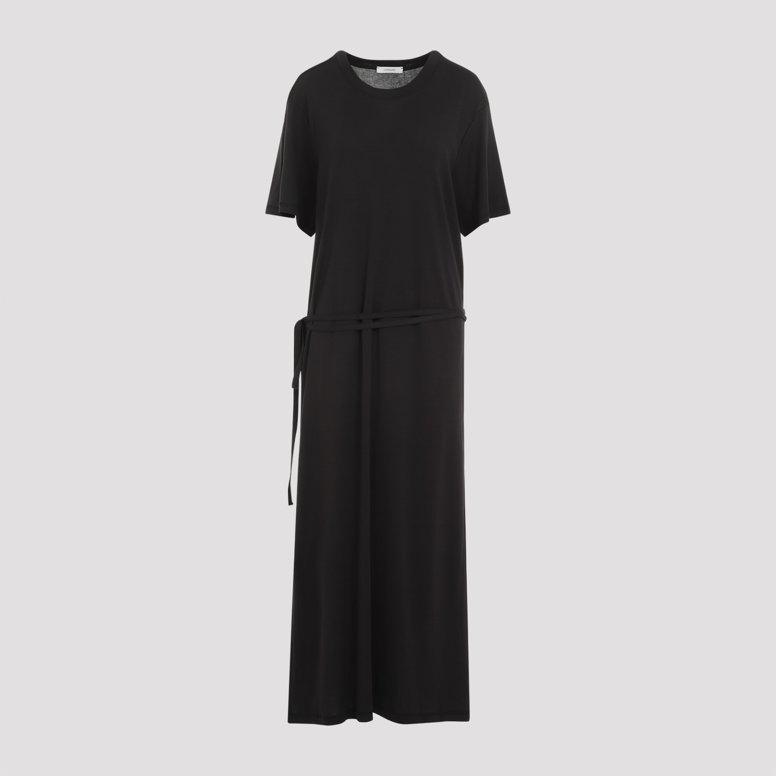 Shop Lemaire Belted Rib T-shirt Midi Dress In Squid Ink