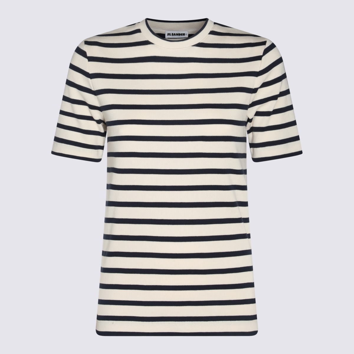 Jil Sander Dark Blue And White Cotton T-shirt