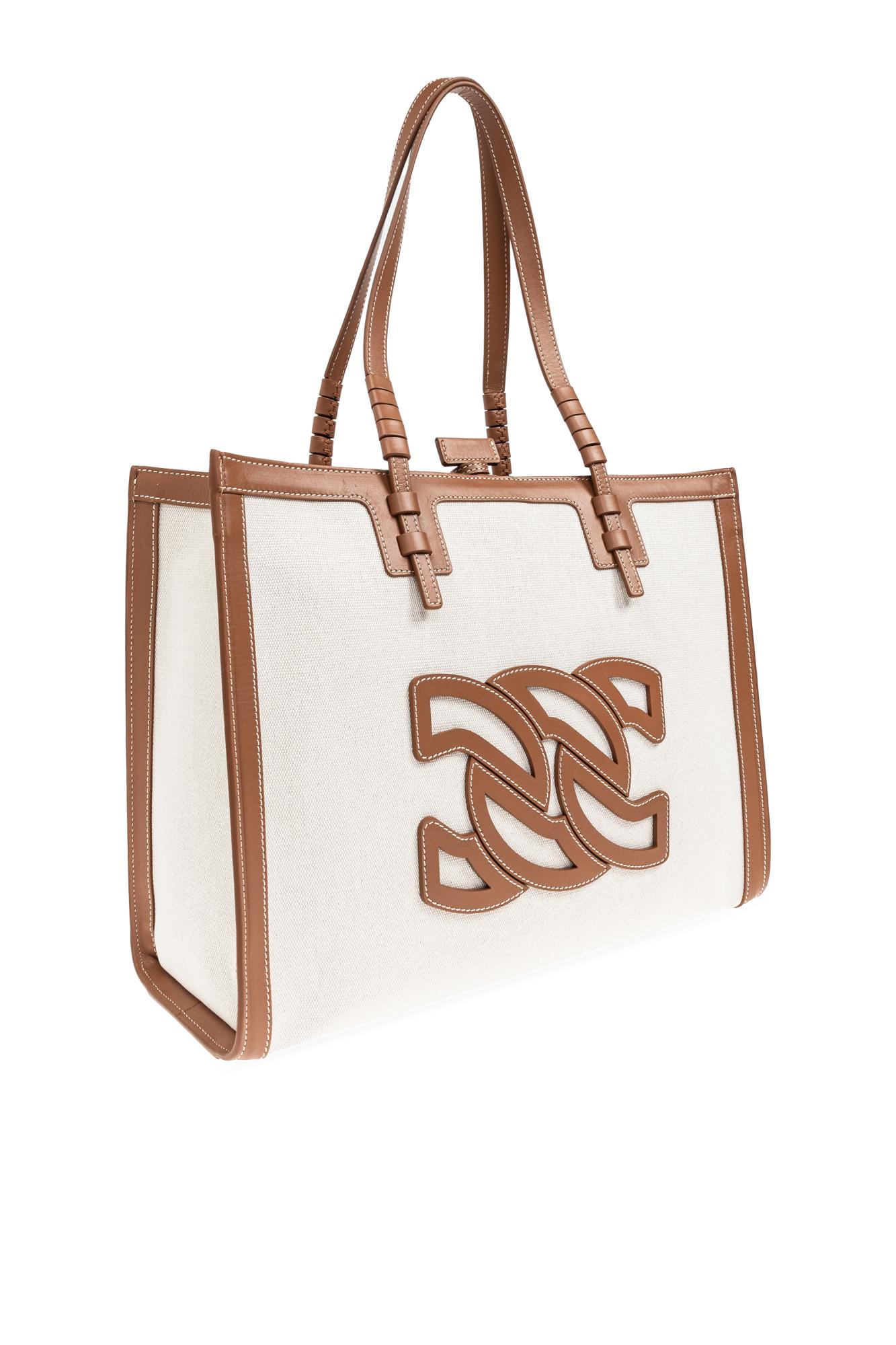 Casadei Women's Canvas And Leather Tote Bag In Leather Brown