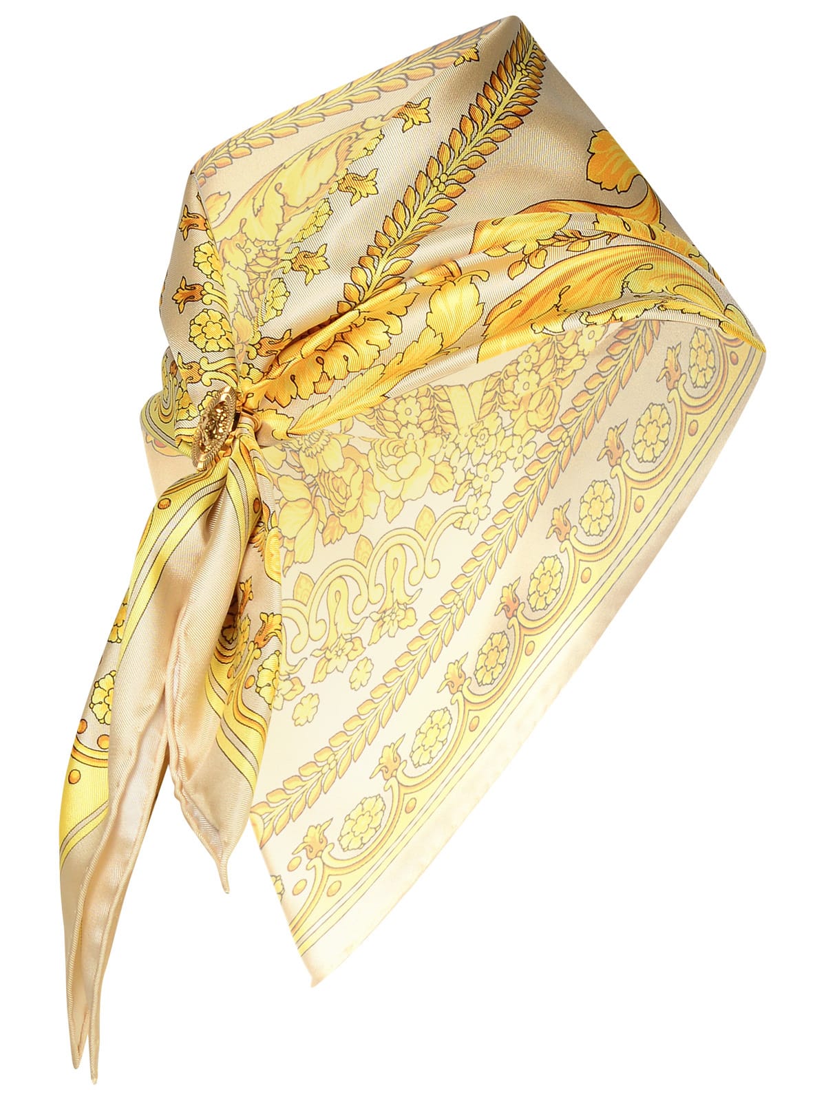 Shop Versace Two-tone Silk Scarf In Gold