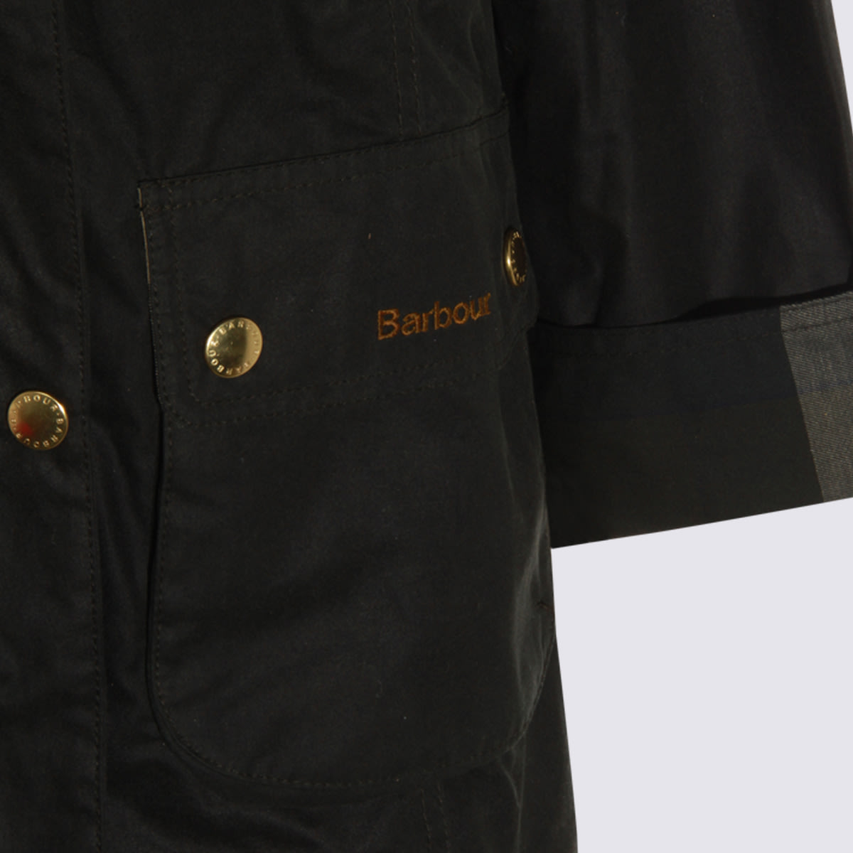 Barbour Waxed Cotton Jacket Corduroy Collar In Black