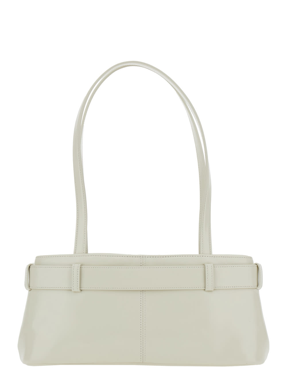 Osoi Brocle White Shoulder Bag With Belt And Pendant Key Details In Leather Woman In Ivory