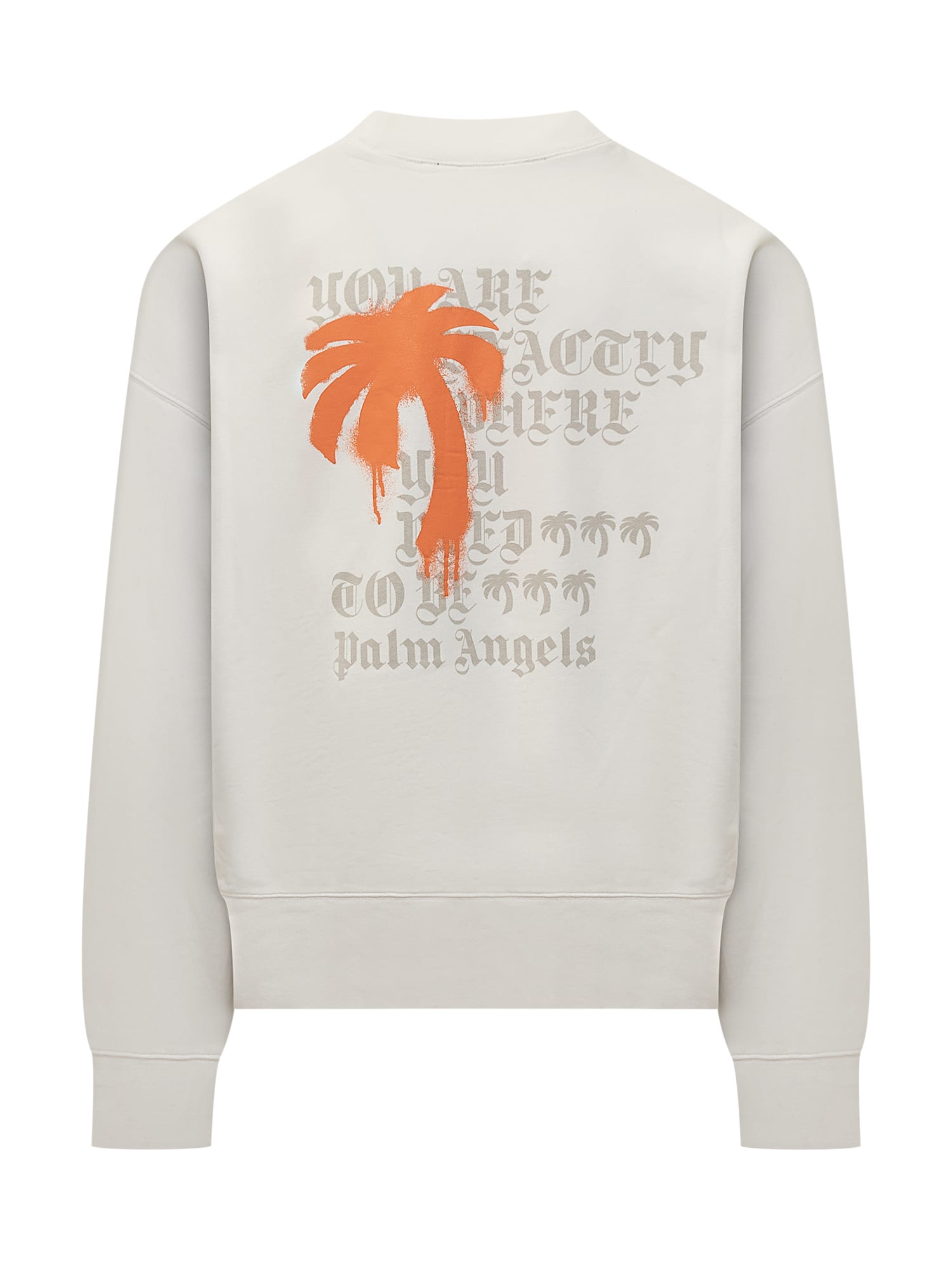 Shop Palm Angels Sweatshirt With Palm Logo In Light Beige Orange