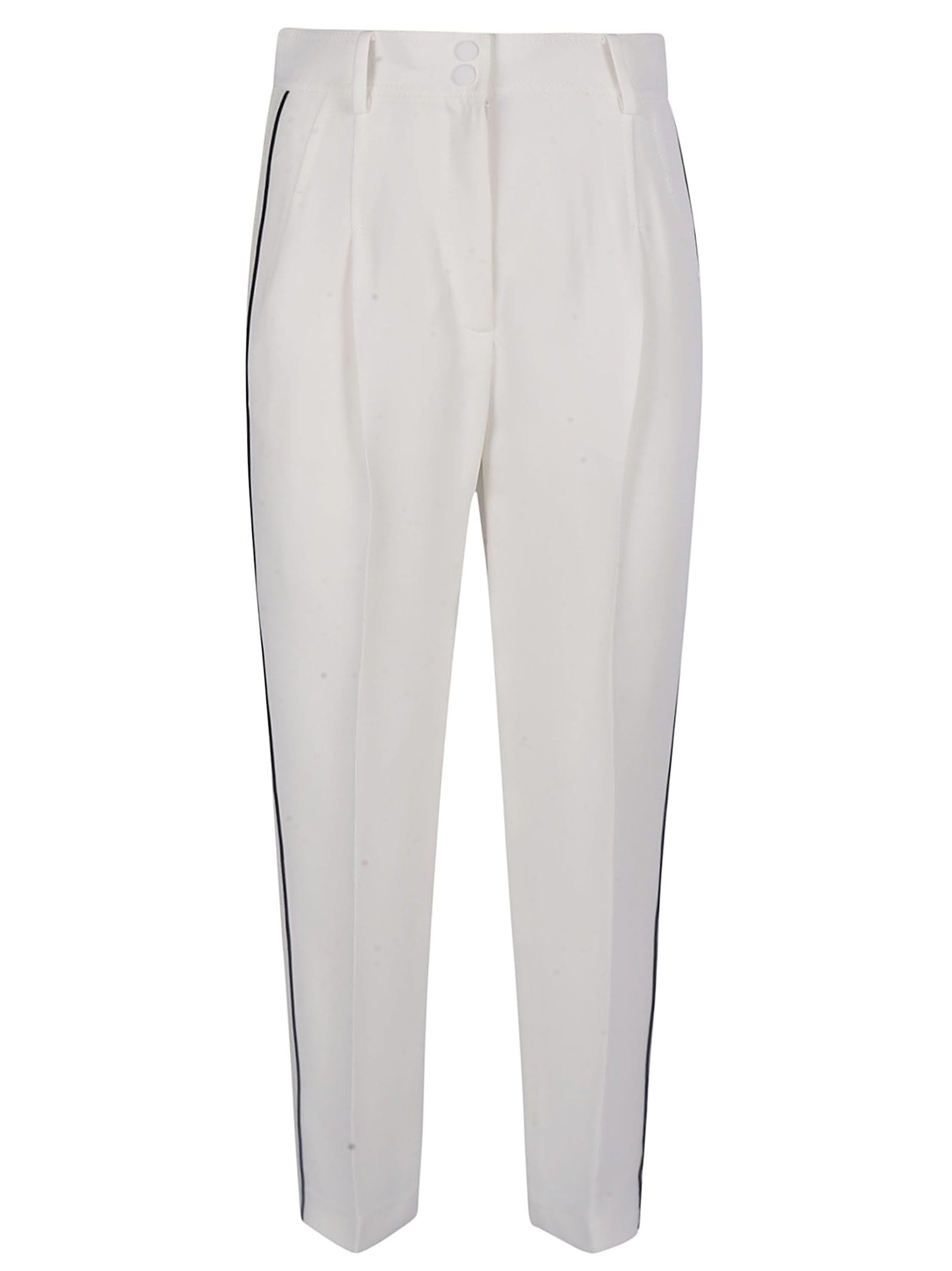 N°21 Contrasting Piping Trousers In Cream Colour In White
