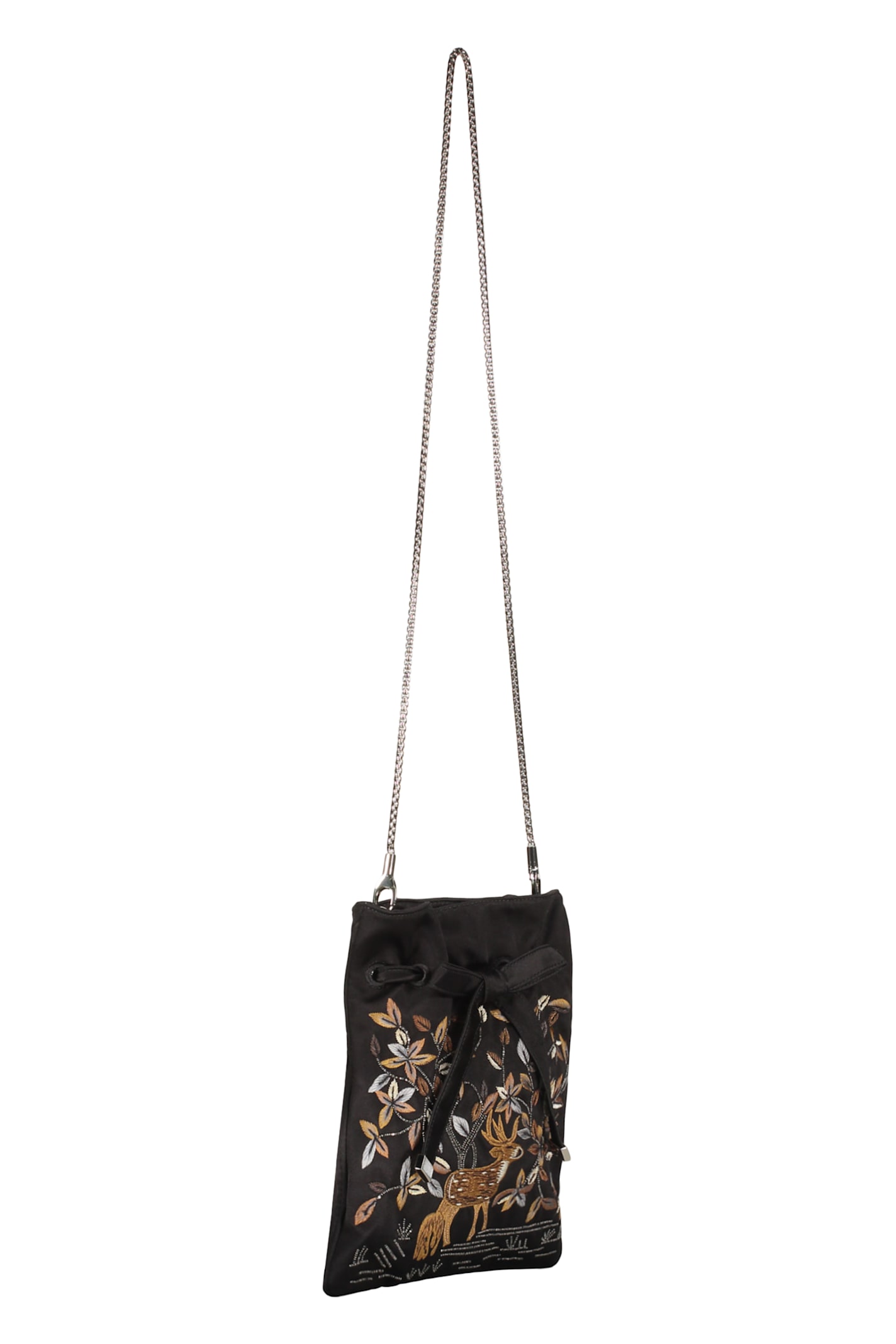 Alberta Ferretti Embroidered Drawstring Cross Body Bag In Black