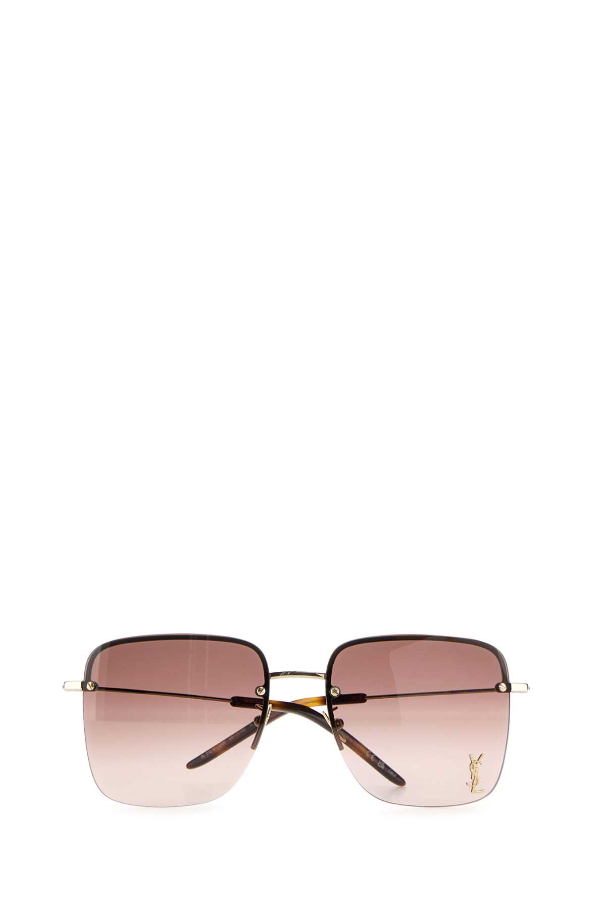 Shop Saint Laurent Silver Metal Sl 312 Sunglasses In Ltglgltgldgrbrow