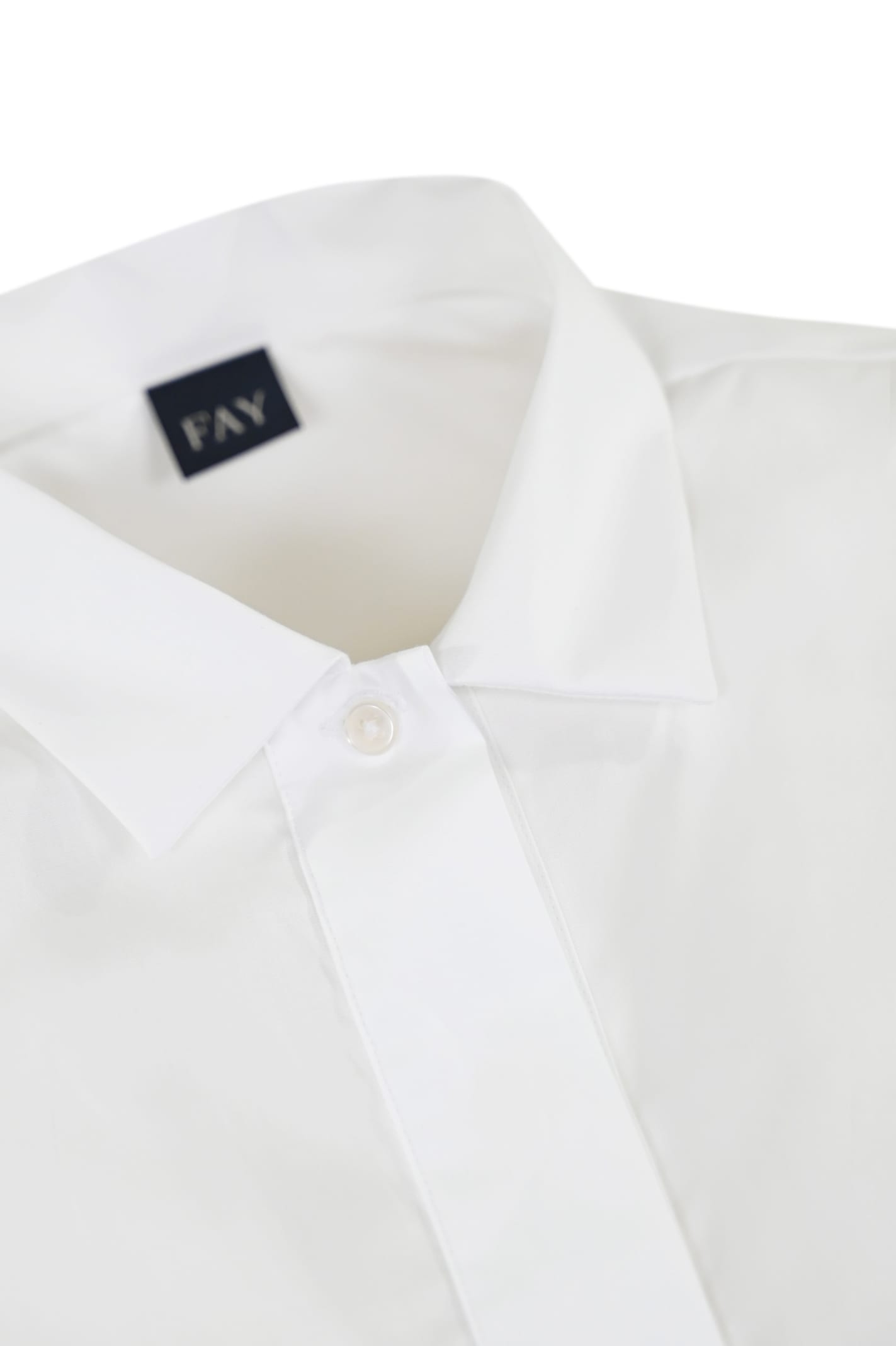 Shop Fay Stretch Poplin Shirt In Bianco