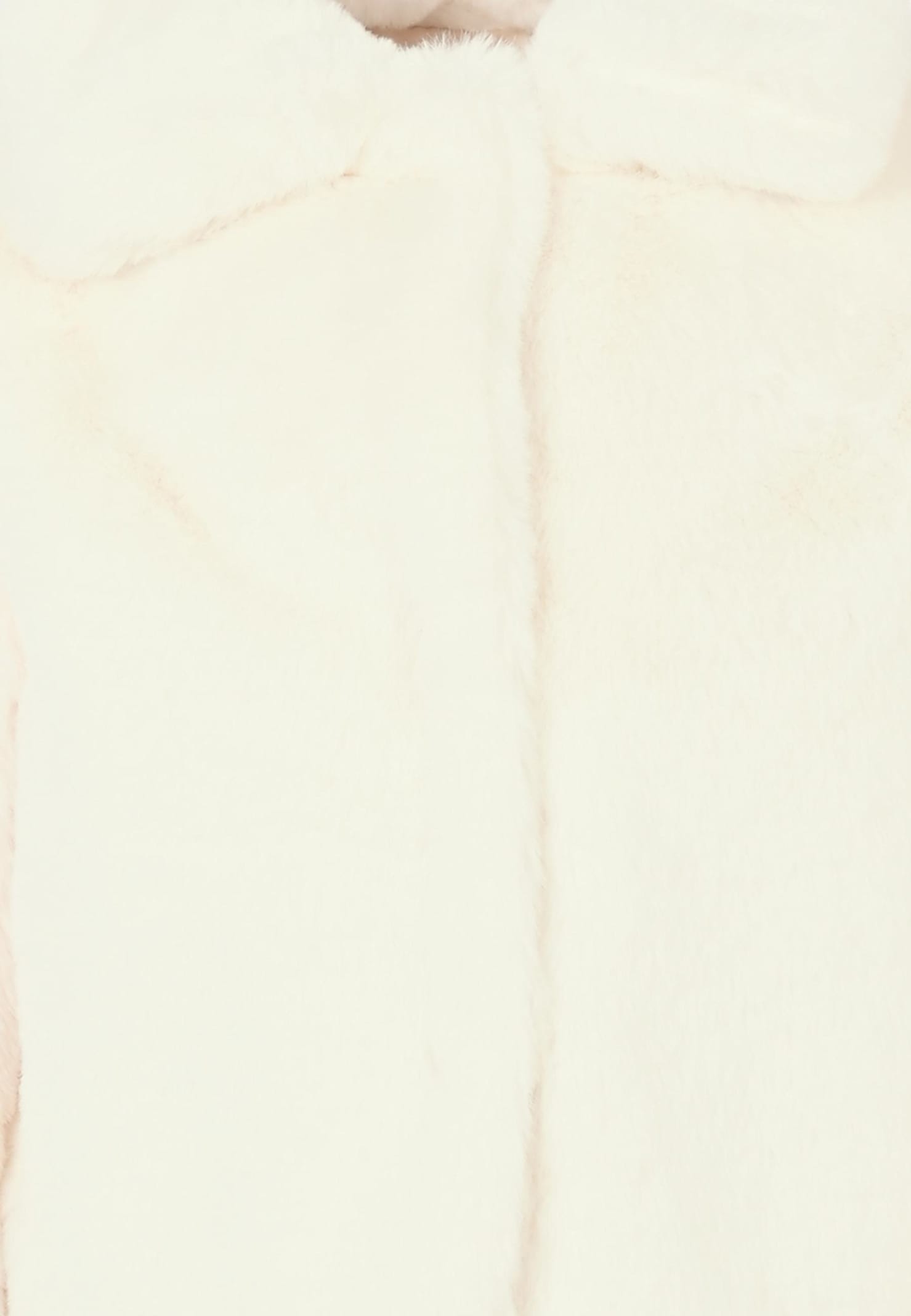 Billieblush Ivory Faux Fur Coat For Girl With Patch In White