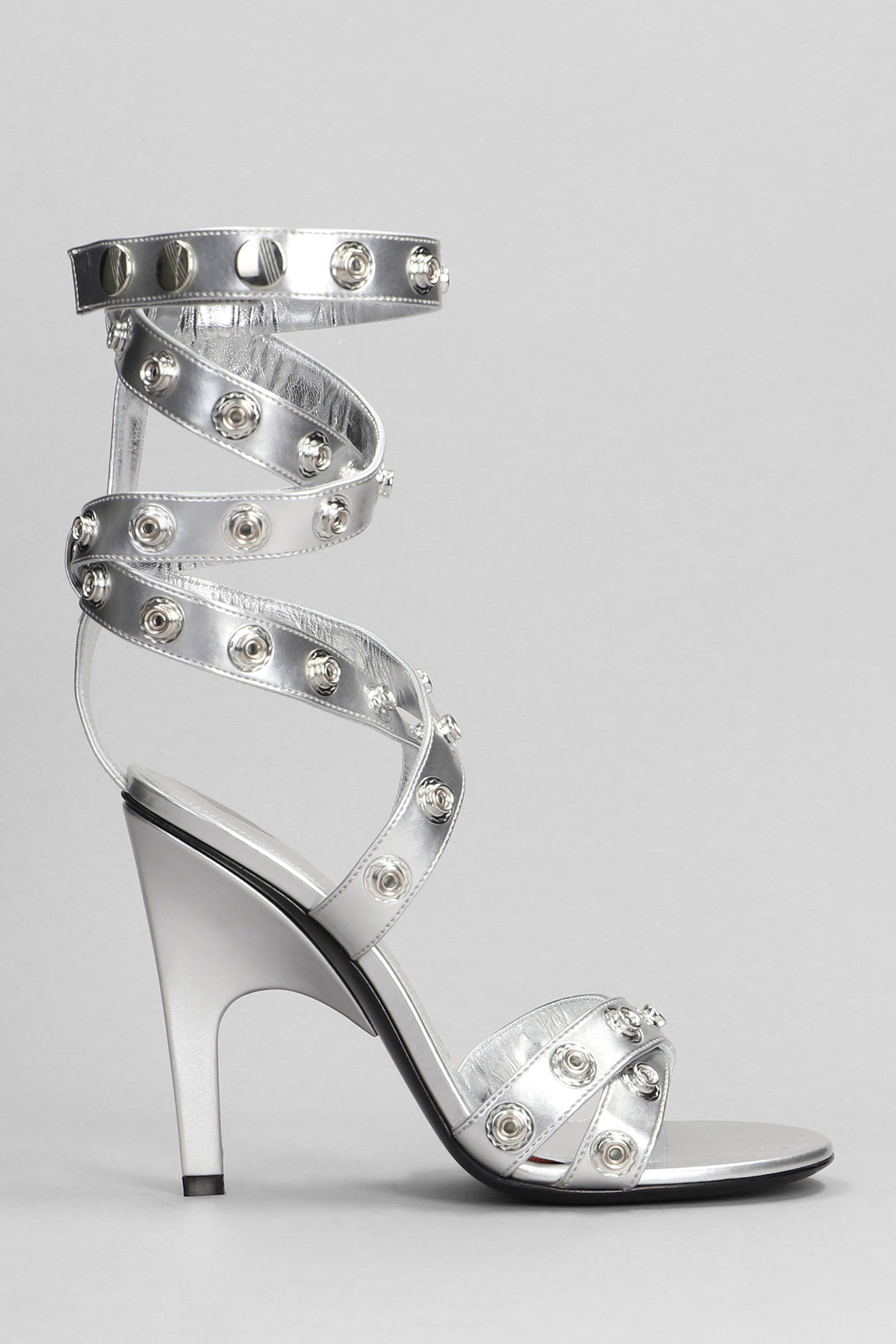 Shop Attico Cosmo Sandals In Silver Leather