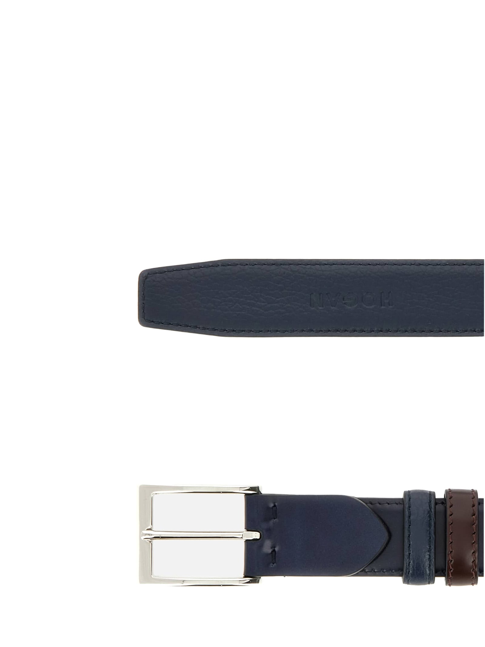 Shop Hogan Mens Blue Leather Belt In Blu+bordeaux