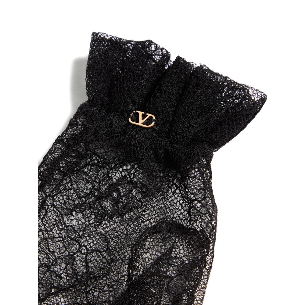 Valentino Vlogo Lace Gloves In Black