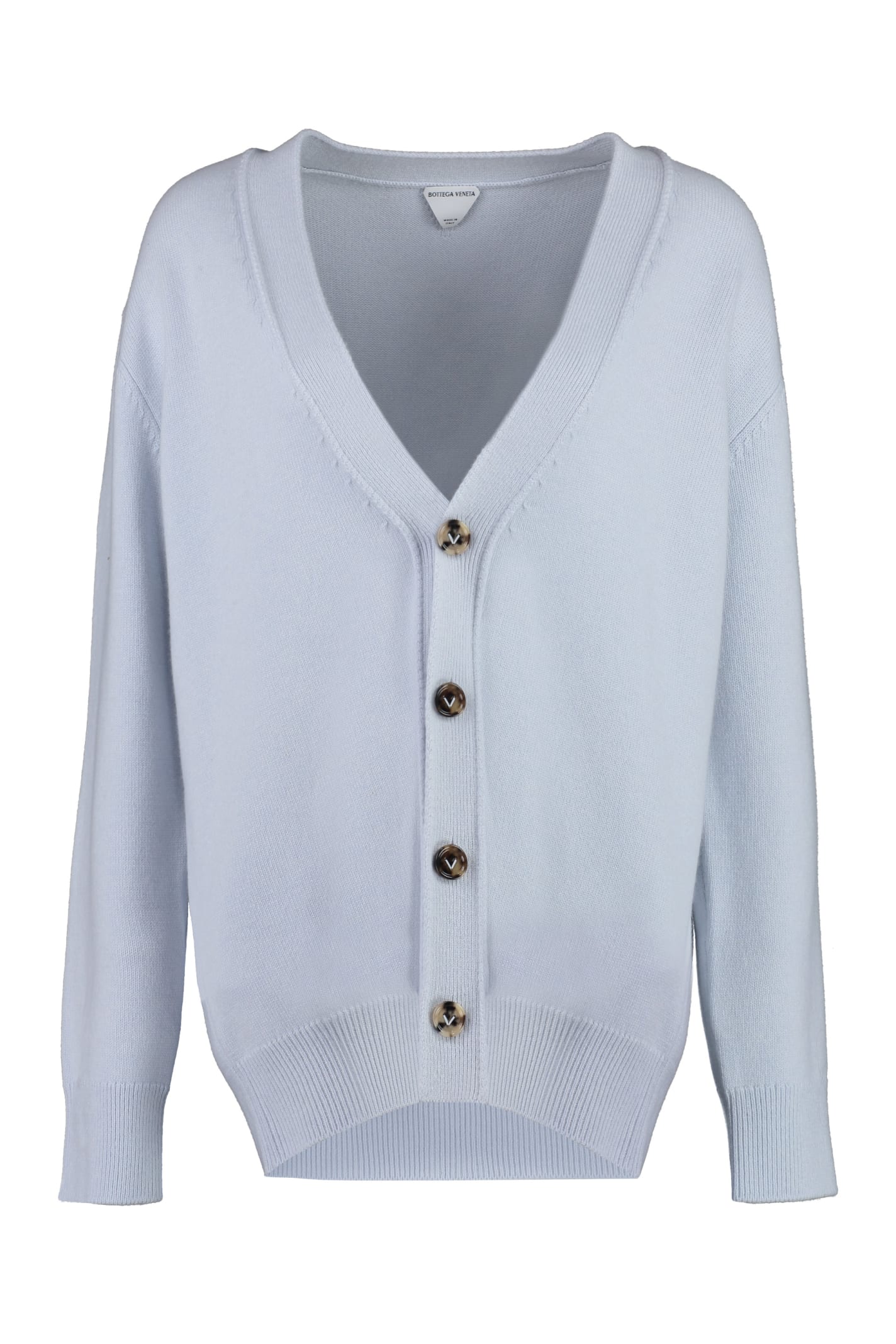 Shop Bottega Veneta Cashmere Cardigan In Azzurro