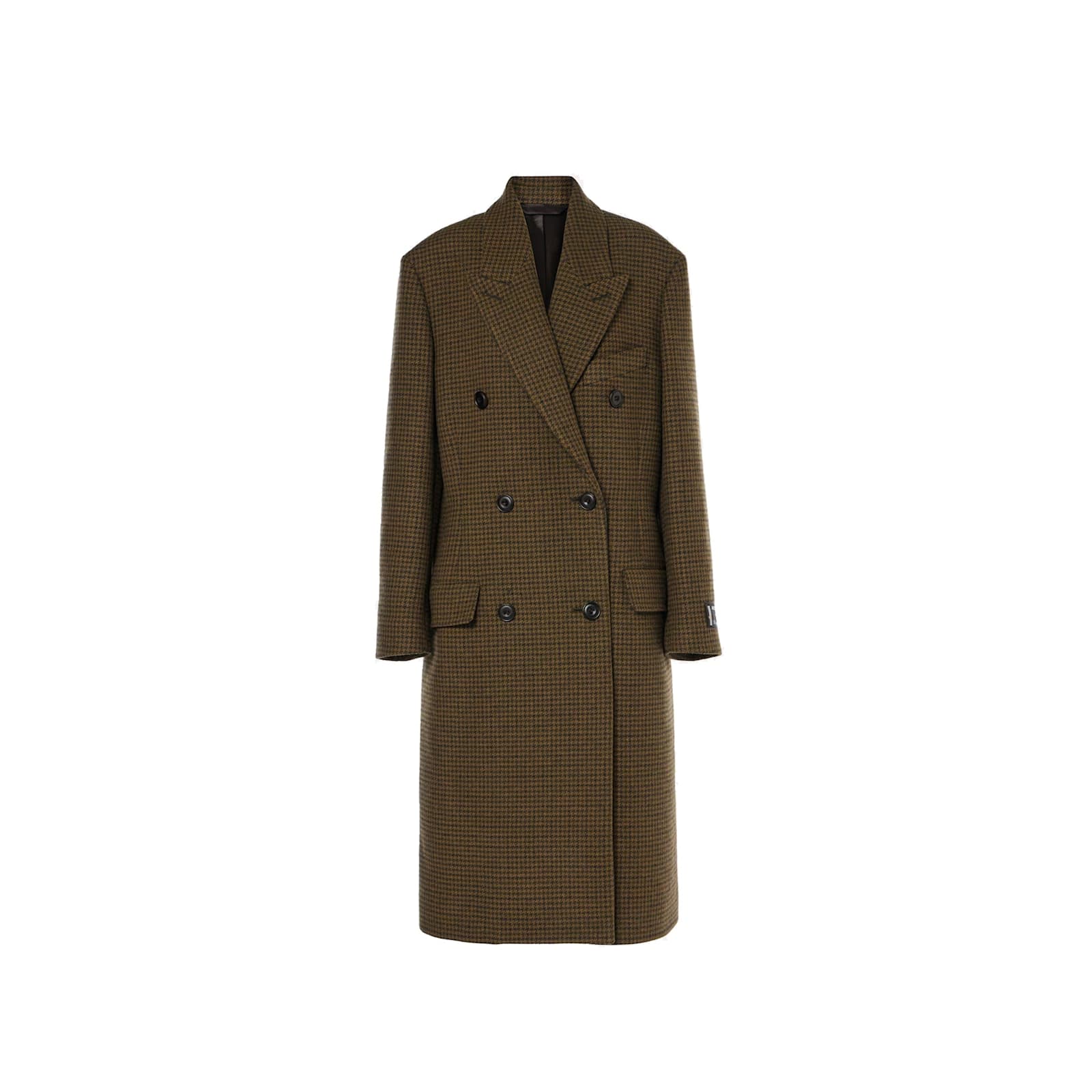 Acne Studios Checked Double-breasted Wool Blend Coat In Brown