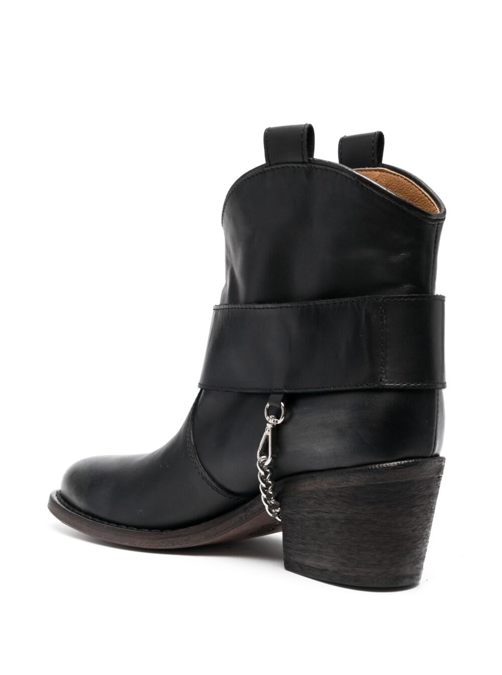 Shop Via Roma 15 Texan Ankle Boots In Black Leather Woman