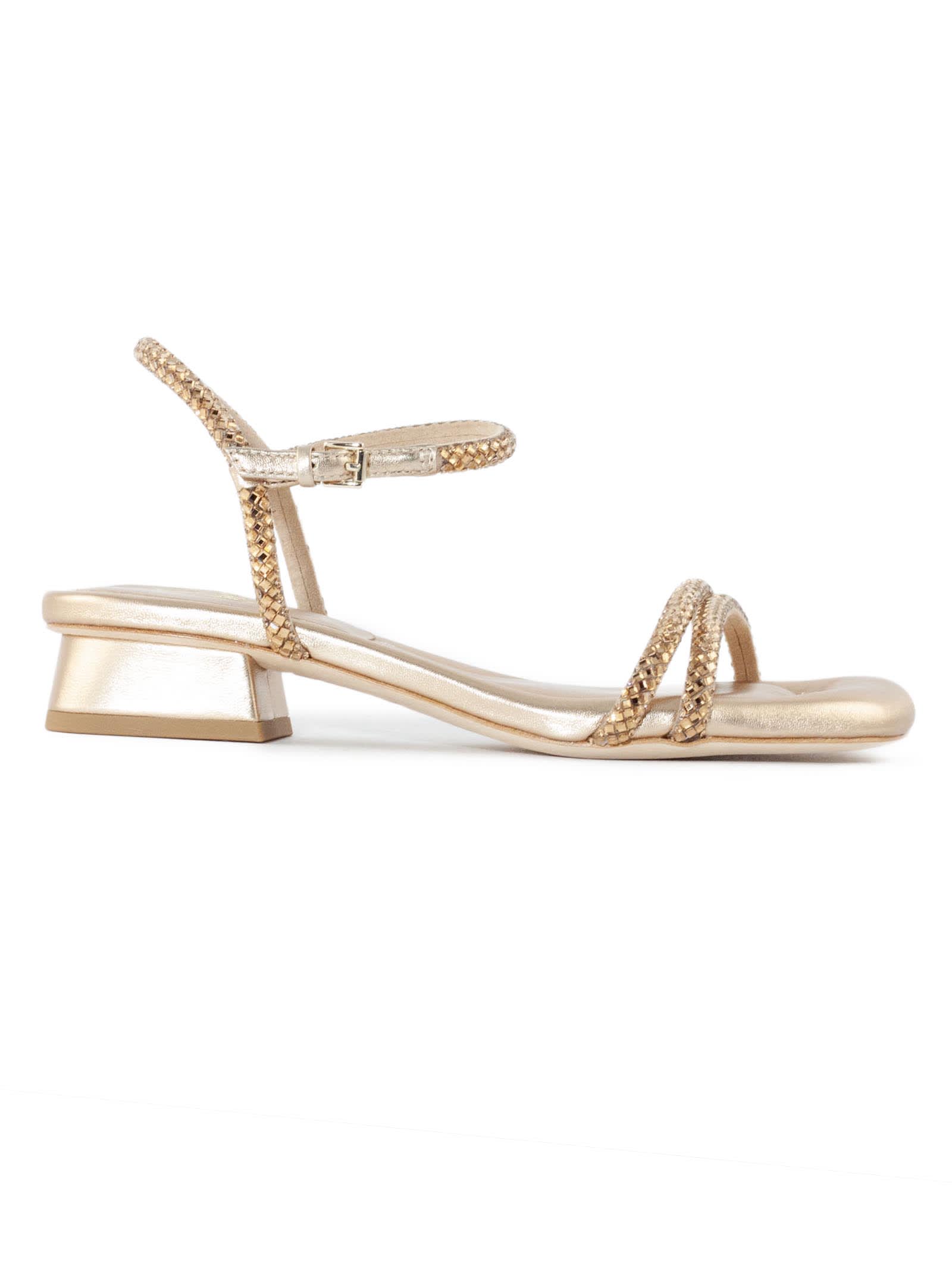 Gold-tone Leather Icaro Low Sandals