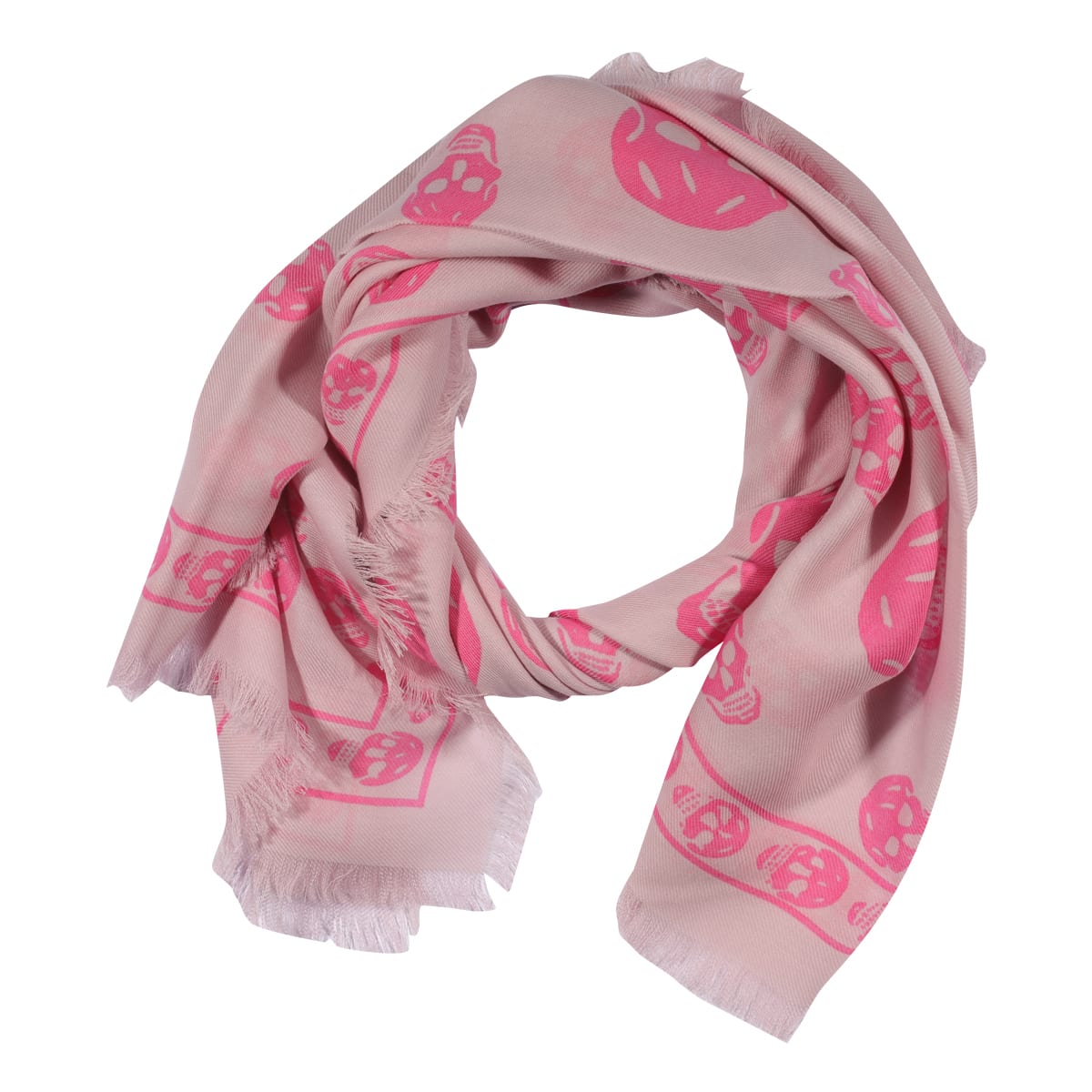 Alexander Mcqueen Light Pink Printed Silk Foulard Scarf In Pink Sugar Pink