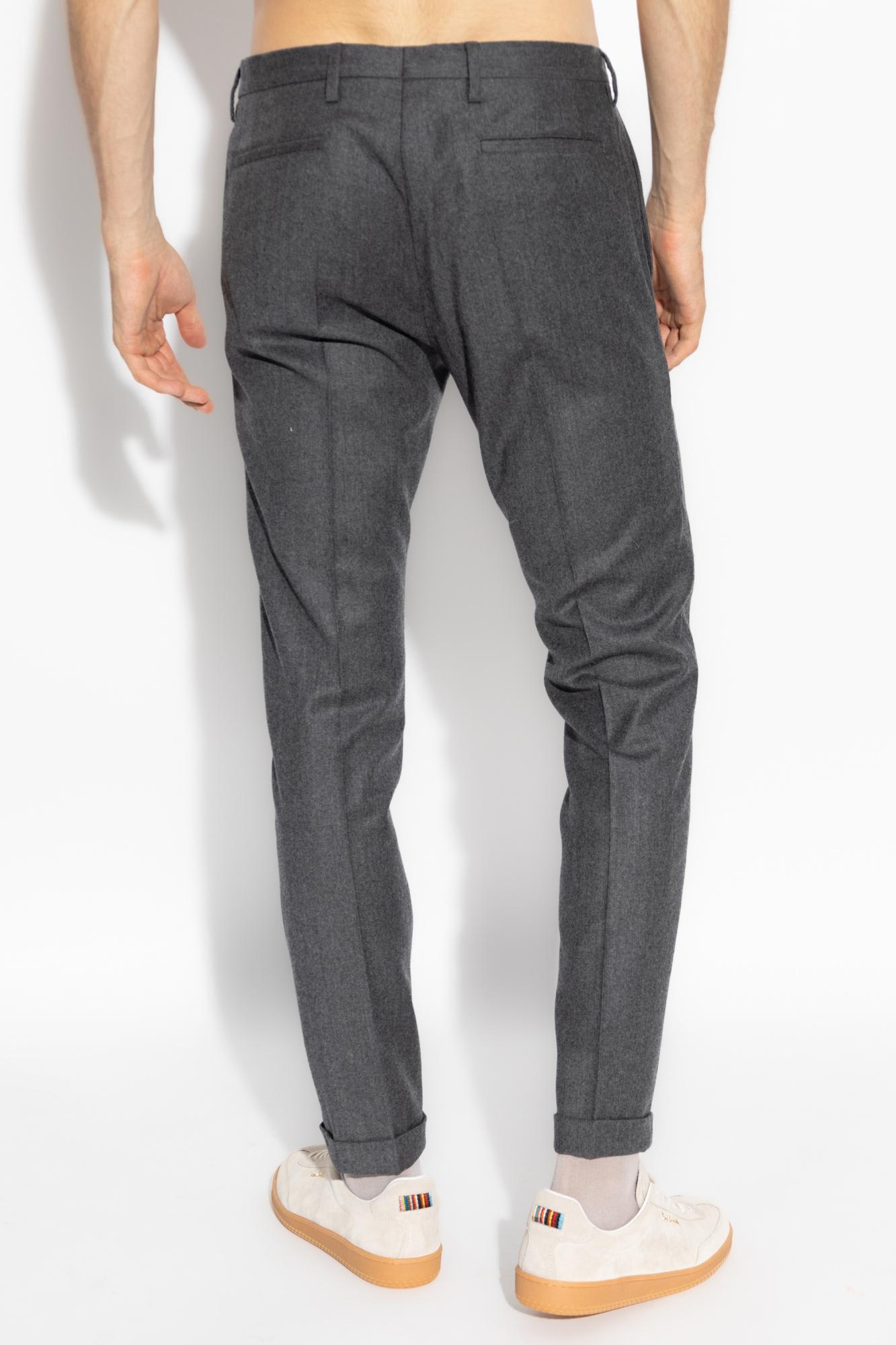 Shop Paul Smith Pants With Tapered Legs In Grey